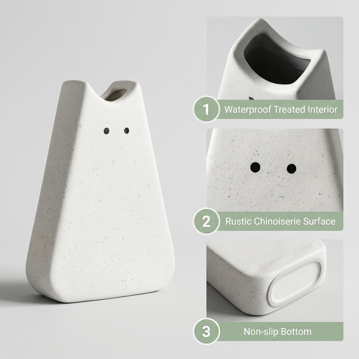 NierNika Adorable White Cat Vase - Modern, Simple & Creative Ceramic Flower Vase, Perfect Unique Gift for Girls, Women, Mothers & Cat Lovers - Ideal for Home Decor