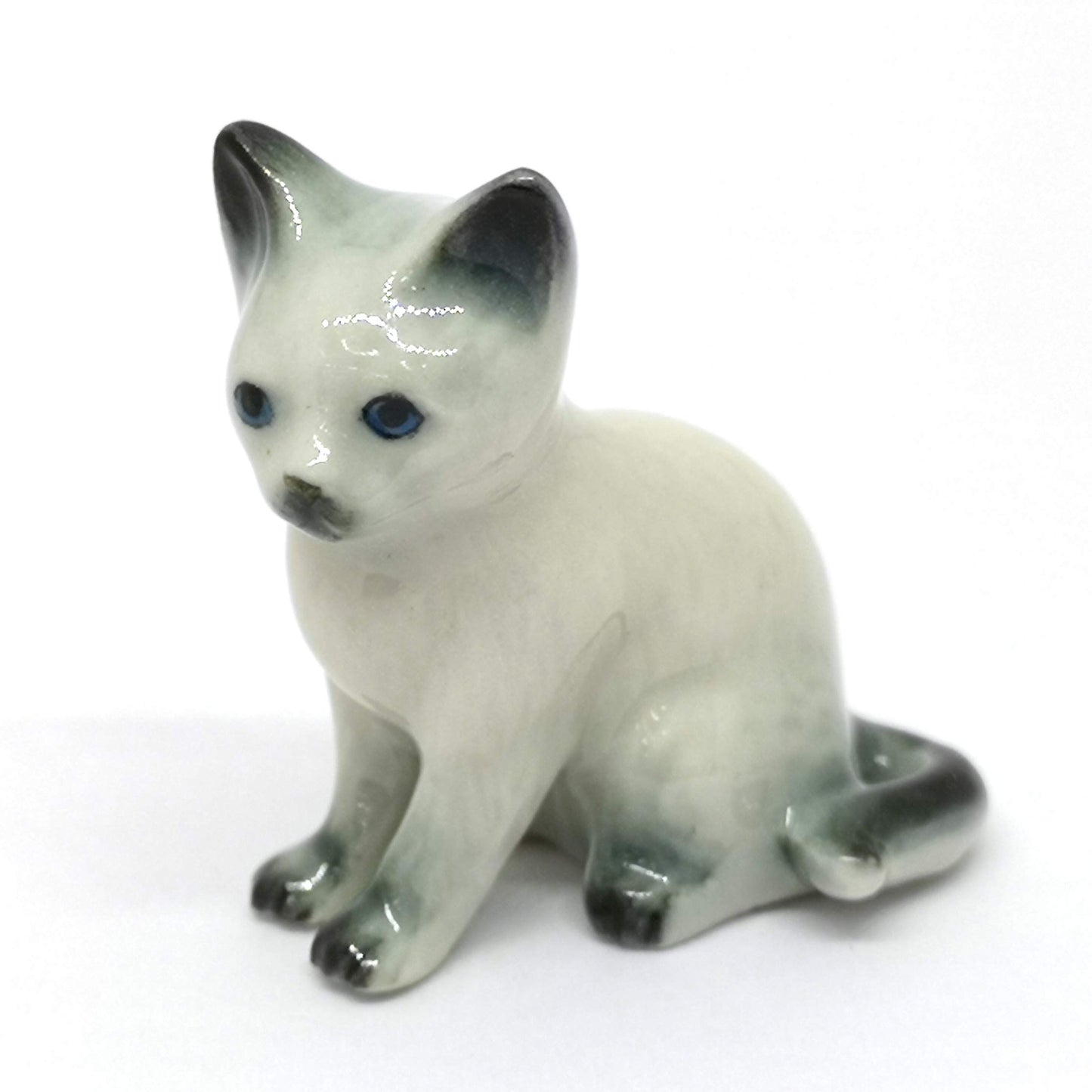 ZOOCRAFT Miniature Ceramic Cat Figurine, Hand-Painted Collectible Small Cat Statue, Handmade Animal Figurine for Home Décor & Gifts