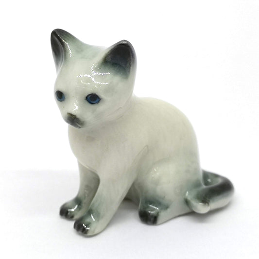 ZOOCRAFT Miniature Ceramic Cat Figurine, Hand-Painted Collectible Small Cat Statue, Handmade Animal Figurine for Home Décor & Gifts