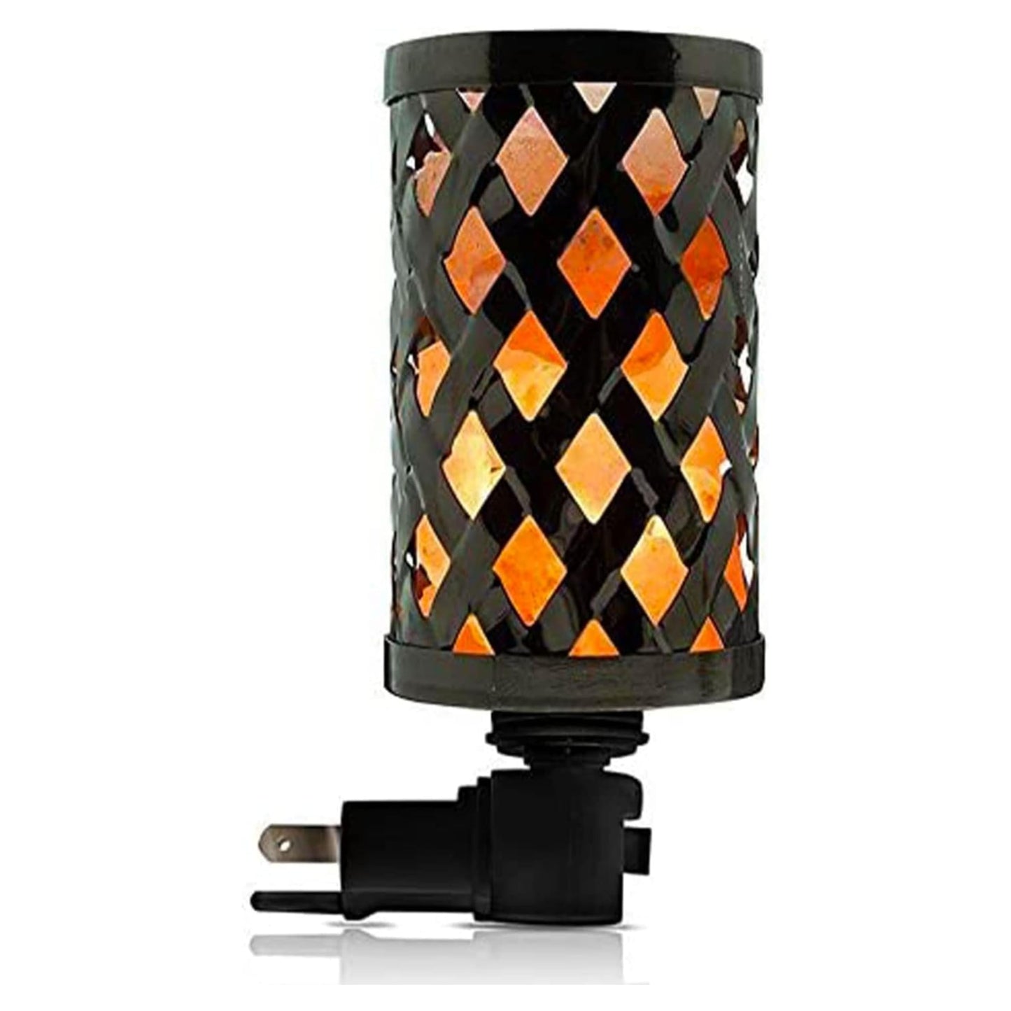 Himalayan Glow Lattice Style Basket Salt Lamp Night Light with Pink Salt Chunks | 360 Degree Rotatable Wall Plug, Ideal Gift For Home Décor, Offices, Homes