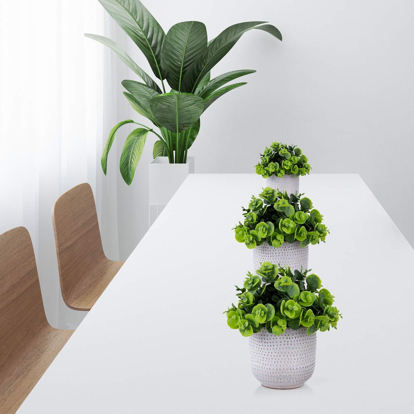 Karlliu Artificial Plants in Ceramic Planter Cute Lysimachia Fake Succulent Flowers Potted for Home Office Table Desk Decor Living Room Bathroom Bedroom Shelves Decoration