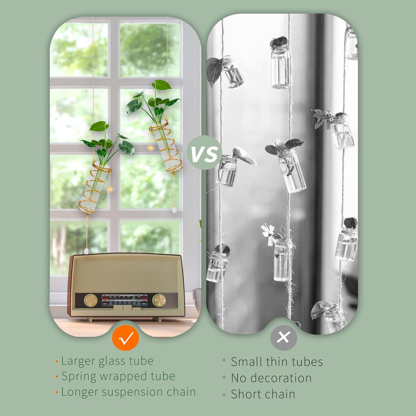PERIZIA 3Pcs Hanging Plant Propagation Station, Glass Wall Planter Vases