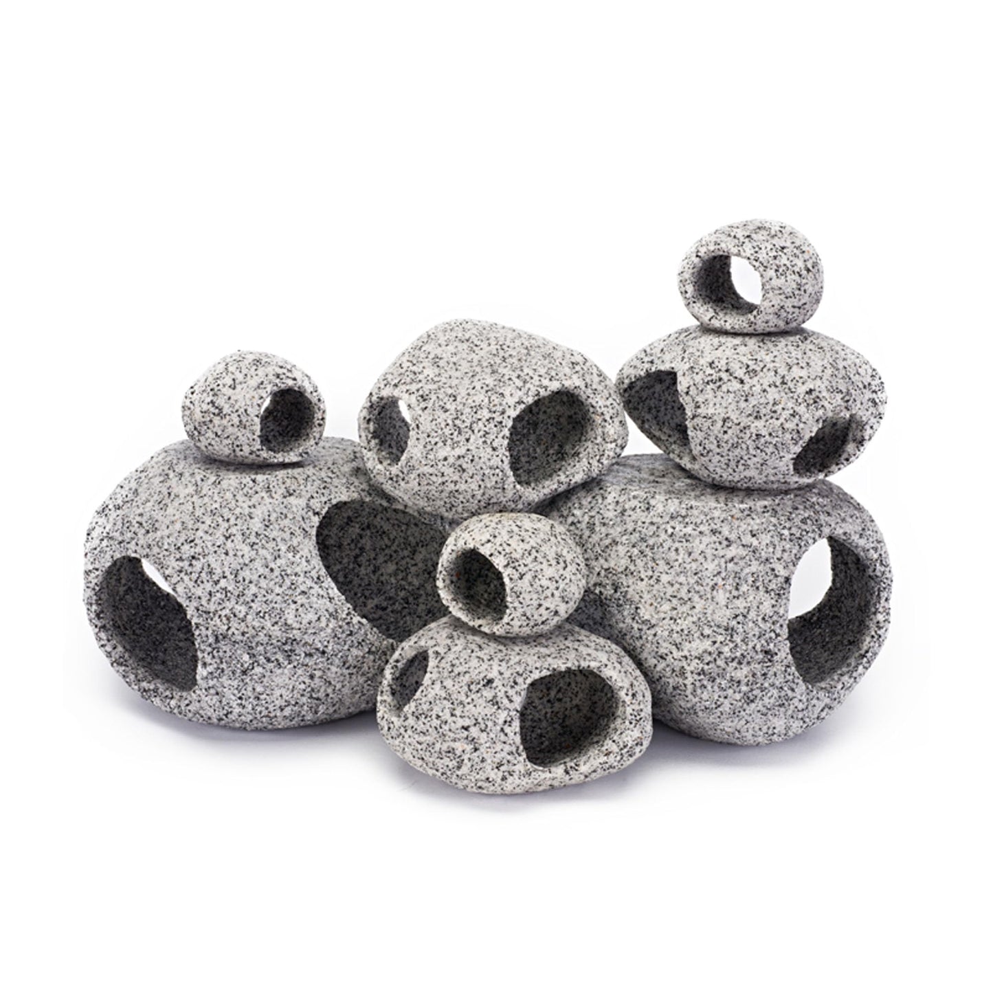 Penn-Plax Deco-Replicas Granite Aquarium Ornament & Hideaway 8 Piece Set – Realistic Stone Appearance – Safe for Freshwater and Saltwater Tanks – Small, Medium, and Large