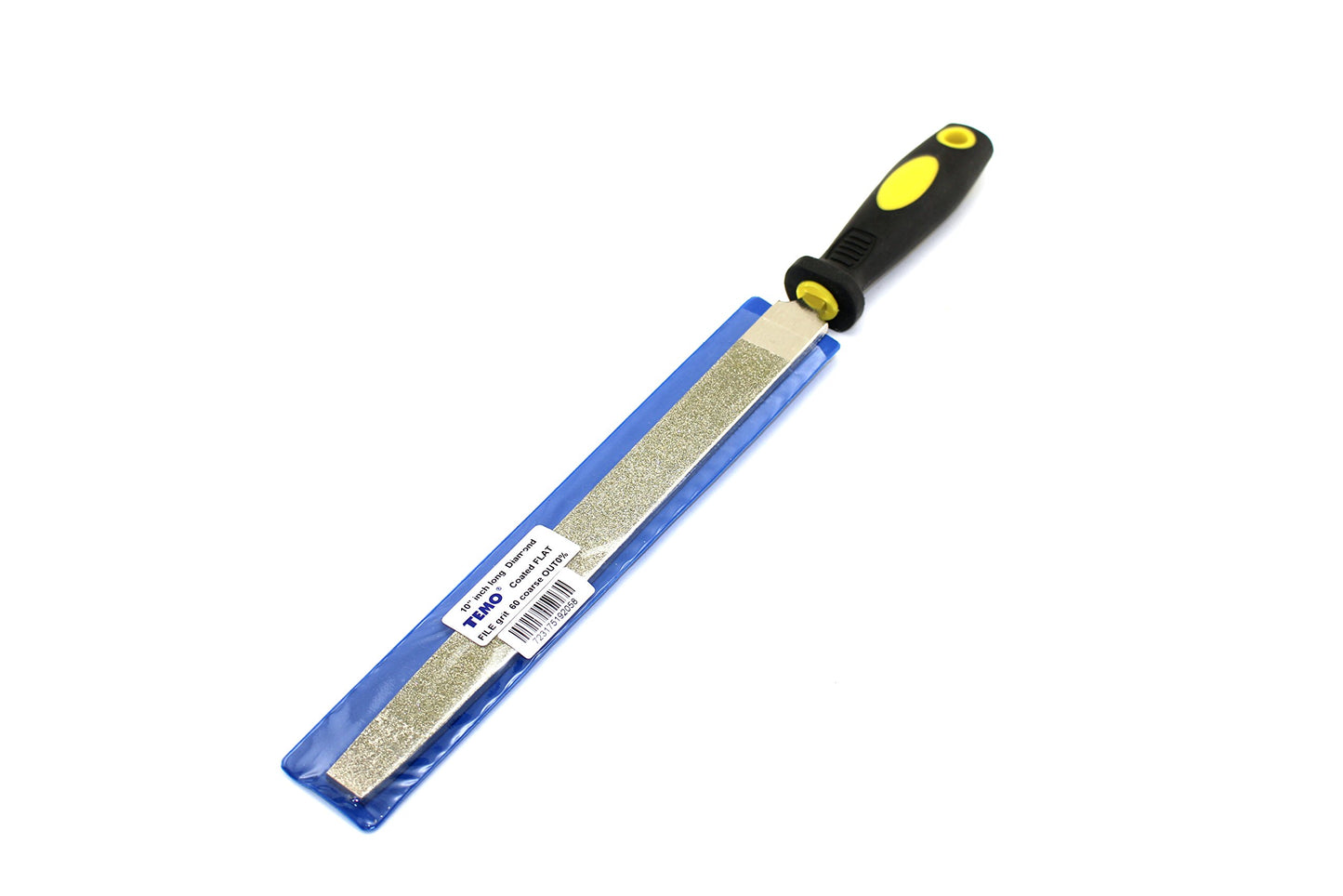 TEMO 10 Inch (25 cm) Long Diamond Coated Flat File Grit 60 Coarse, Diamond Coated Flat File Plastic Handle Hand Tools for Grinding on Glass, Stone, Marble, Rock, Bone