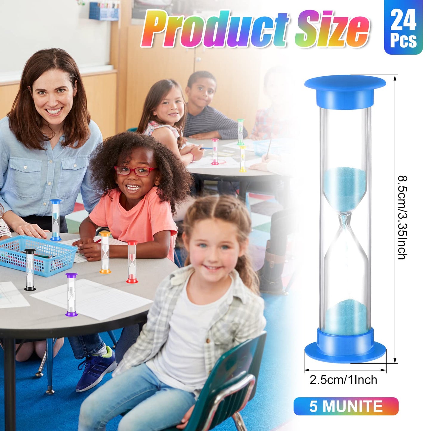 24 Pcs 5 Minute Sand Timer Plastic Hourglass 5 Min Visual Timer Mini Classroom Small Shower Hourglass for Teacher Classroom School Must Haves Supplies Egg Sand Clock Kids Time Management(Colorful)