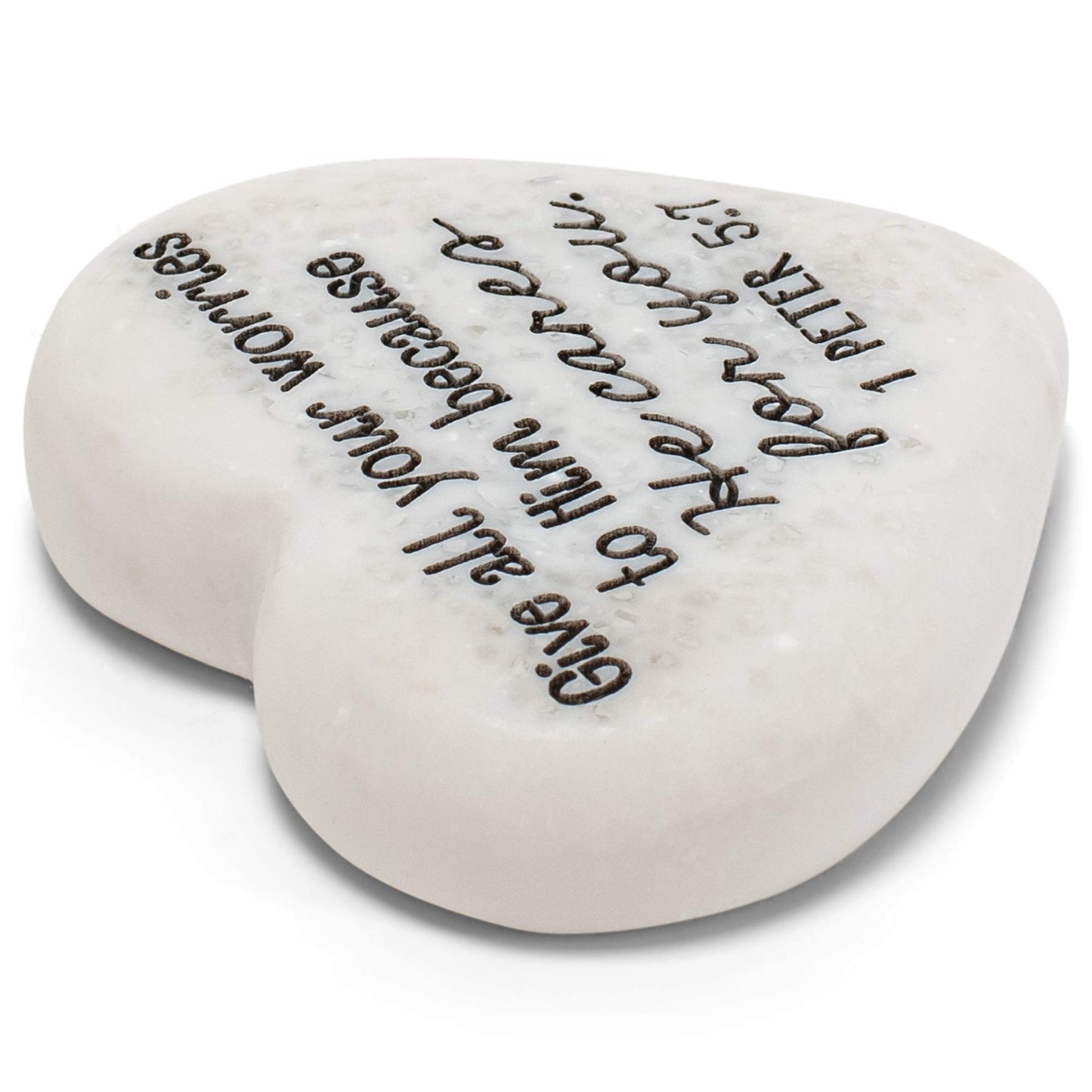 Lighthouse Christian Products He Cares for You Scripture Heart 2.25 x 2.25 Cast Stone Plaque