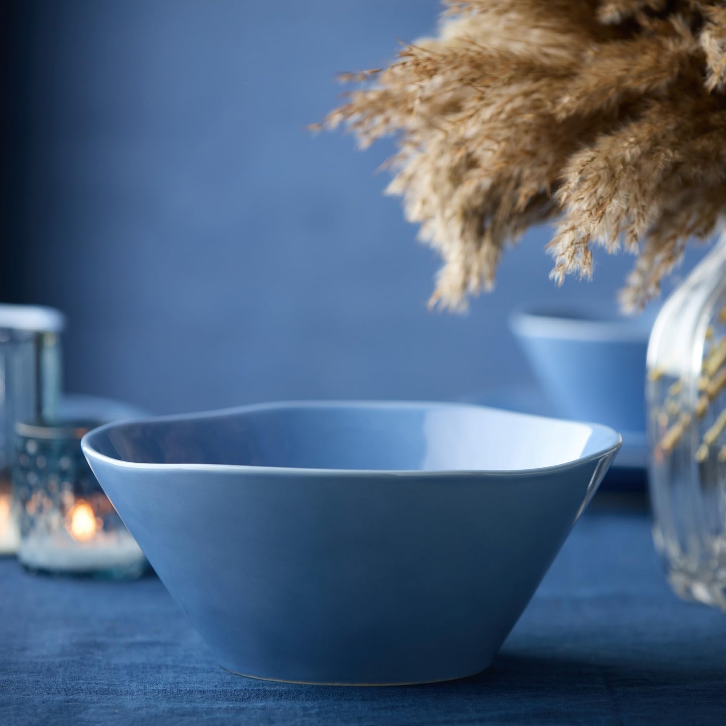 Cloudy Sky Deep Stoneware Bowl 10.25 in – 88 oz Large Blue-Gray Marbled Serving Bowl for Salads, Pasta, Soups & Sides – Rustic Modern Dinnerware for Everyday & Entertaining Use