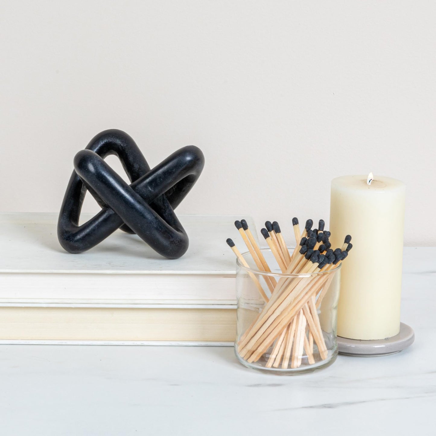 Creative Co-Op Modern Decorative Marble Link Knot, Black
