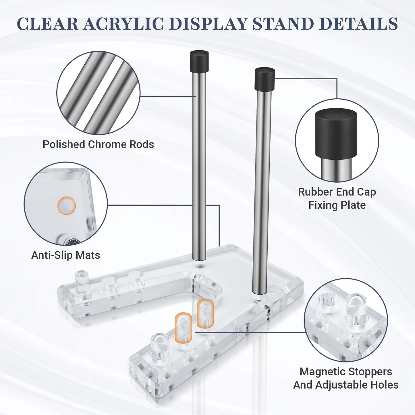 2 pack Acrylic plate holders for displaying, Adjustable dish display stand suitable for Display Plates Photos Holder Picture Frames or Other Items at Weddings, Birthdays, Home Decoration, Tables.