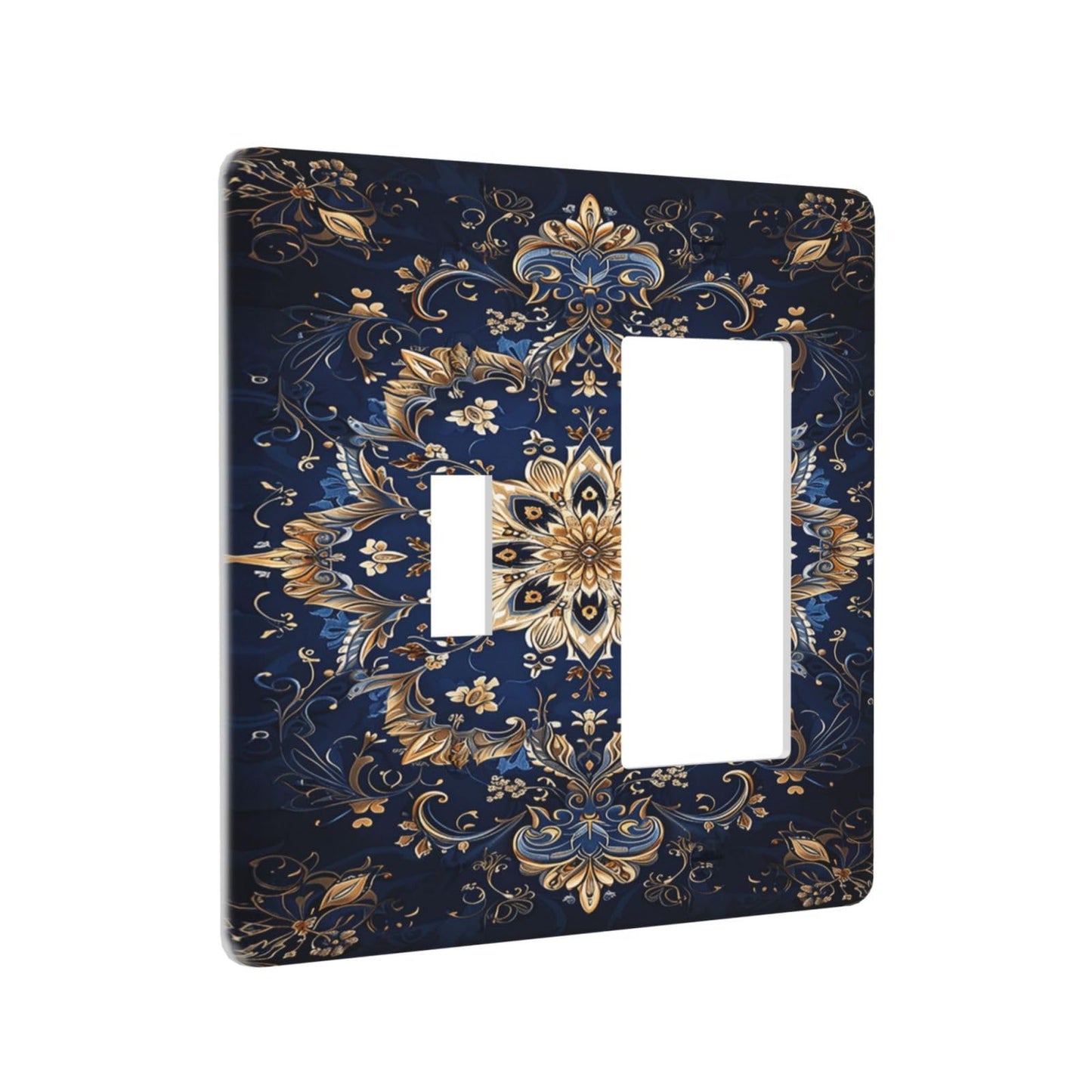 Lqzazyr Outlet Covers Royal Blue Gold Mandala Baroque 1 Toggle 1 Rocker Combo Light Switch Cover Plate Electrical Wall Plate Electrical Switch Plates For Living Room Cabin Decor