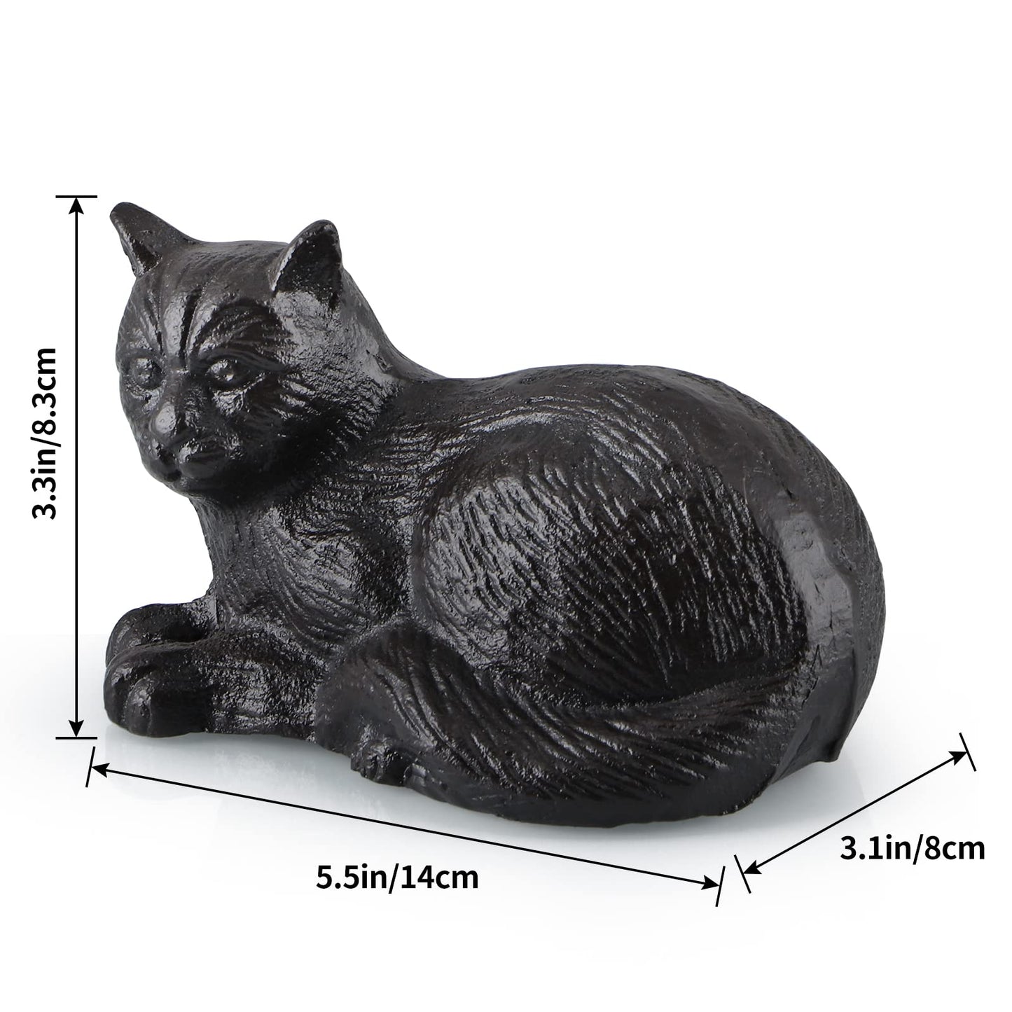 MOLIGOU Cast Iron Cat Statue, Cat Figurine Home Decor, Cat Sculpture Decor for Shelf, Garden