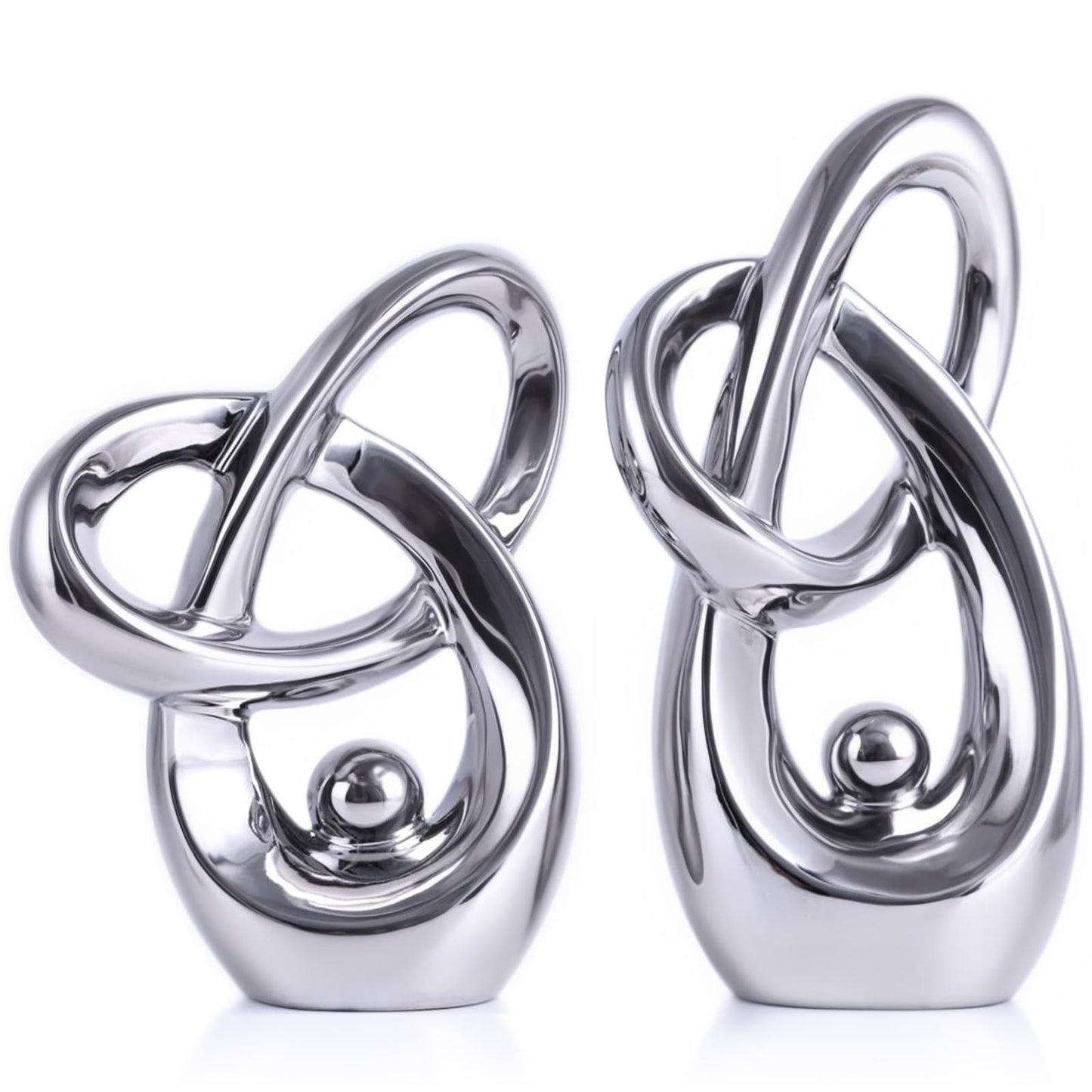 LINYTHER Silver Decor Desk Sculpture Home Decor Large, Abstract Modern Art Gold Knot Knick Knacks for Shelves, Coffee Table Dining Table, Mantle Cabinet Tv Stand Christmas Centerpiece