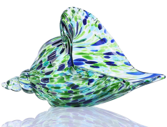 WUBIANJIE Hand Blown Glass Conch Shell Sculpture, Seashell Art Decorative Holder, Conch Shell Decor for Glass Sculptures Home Decor Shelf Tabletop Coastal Accent