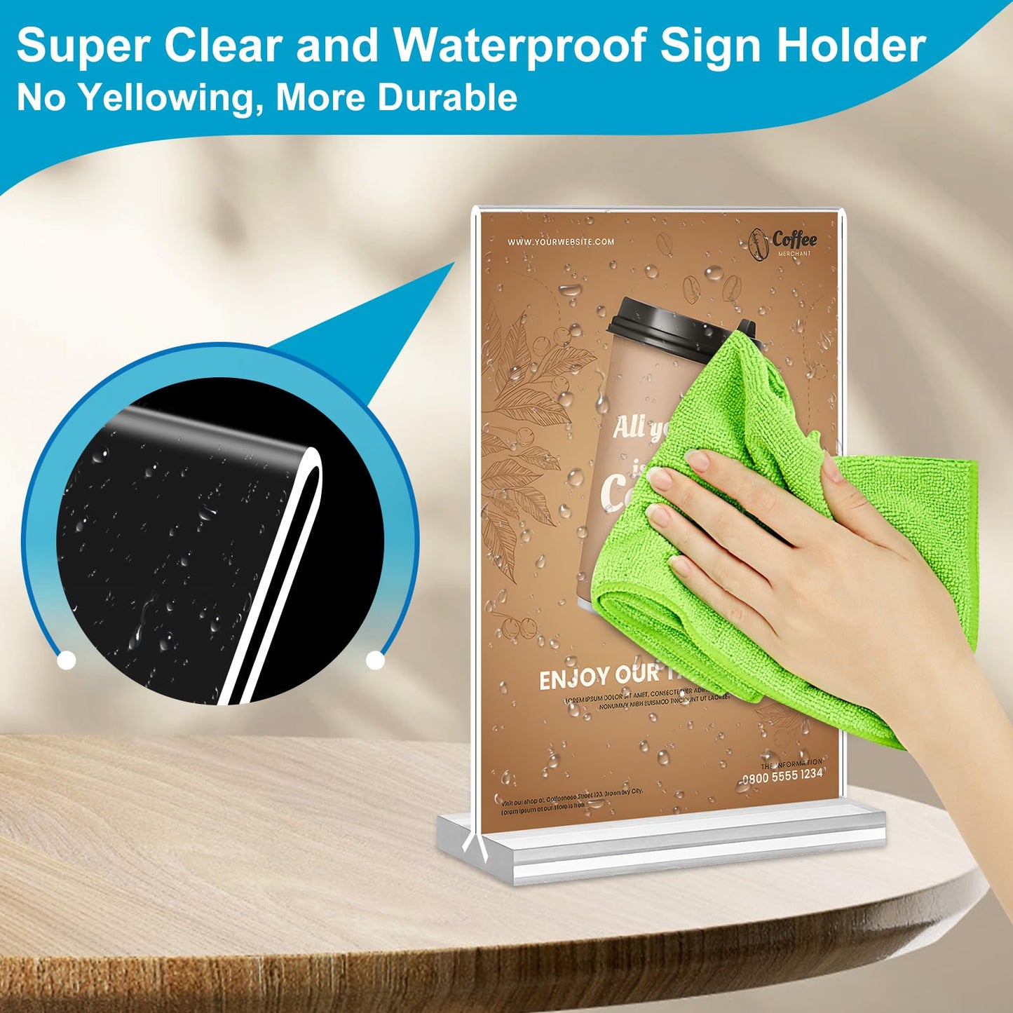 DunGu Acrylic Sign Holder 5 x 7, 10 Pack Clear Table Menu Vertical Display Stand Desktop Display Double Sided Stand Paper Holder Table Sign Suitable for Restaurants Office Store Show Fair