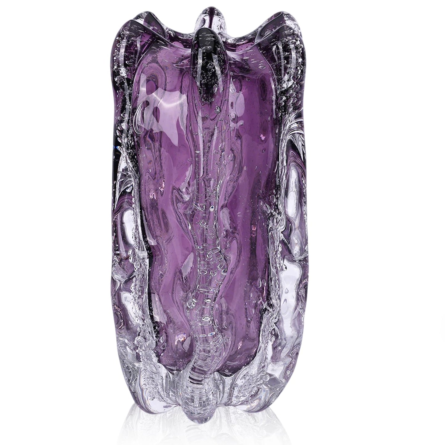 Hand-Blown Glass vase, Unique Wide-Mouth Glass vase, Modern Art Purple Decorative vase, Suitable for Office Spaces, Wedding venues, Living Room Coffee Tables, or as a Centerpiece on Dining Tables.