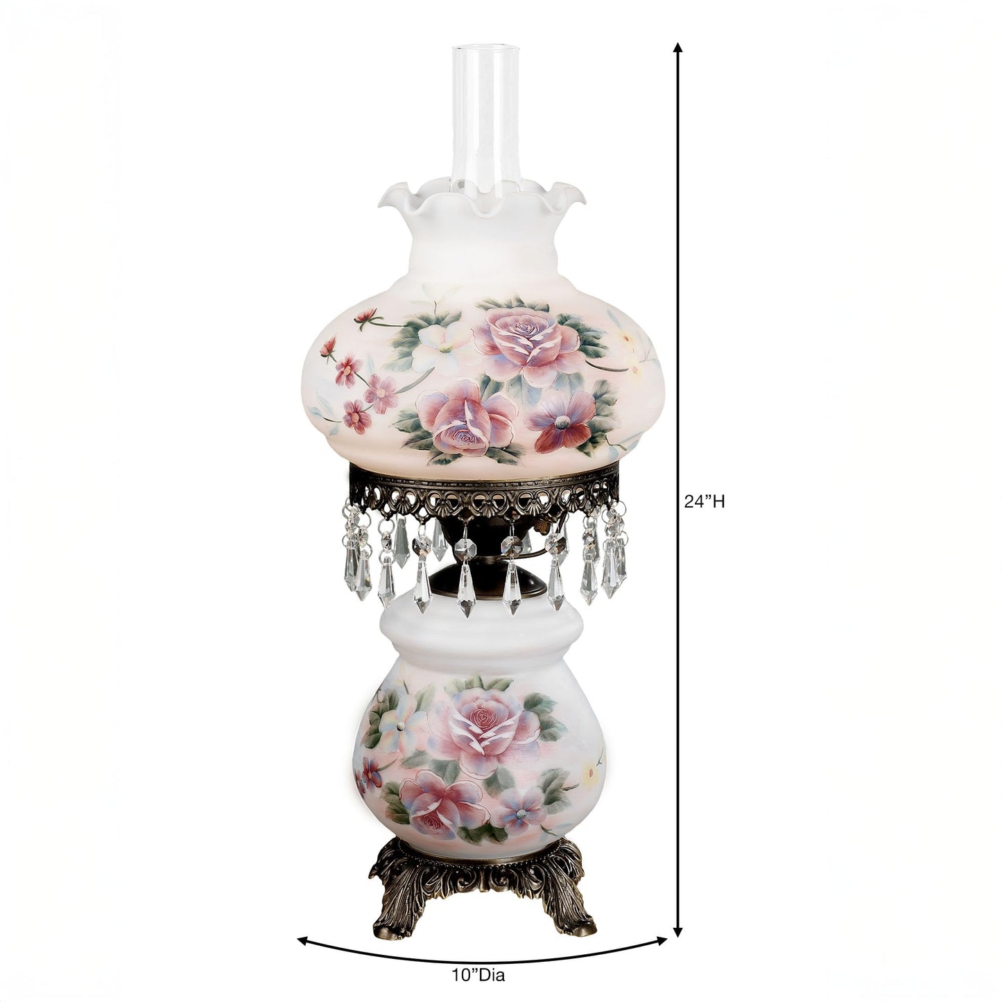 Touch of Class Beatrice Hurricane Rose Table Lamp, Pink