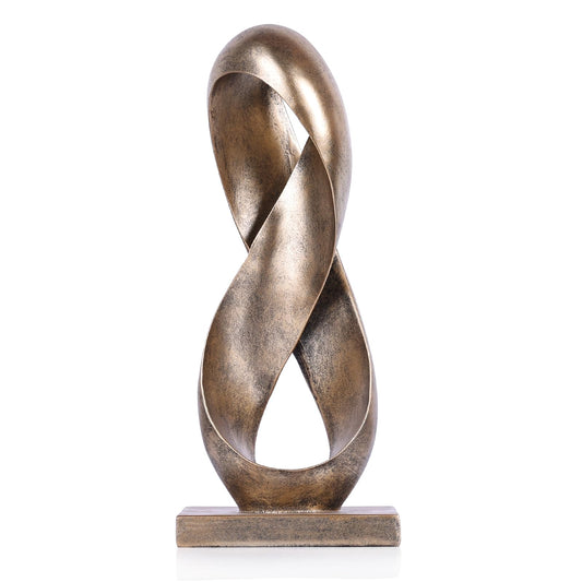 XIYOUQI Large Bronze Knot Decor Statue 14.6in Tall, Resin Geometric Tabletop Sculpture for Coffee Table, Modern Decorative Object for Shelves Mantel, Contemporary Home Decor Accent, Decorative Knot