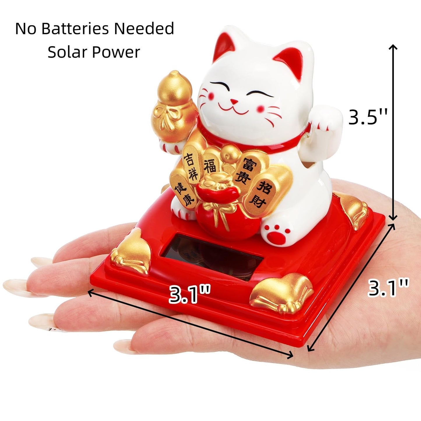 Cididu 2 Pack Solar Waving Cat, Small Lucky Cat Waving Arm Solar Powered, Stackable Good Luck Fortune Cat Window Sun Catcher Car Dashboard Decor, Portable Suncatchers Welcoming Cat with Clear Cover