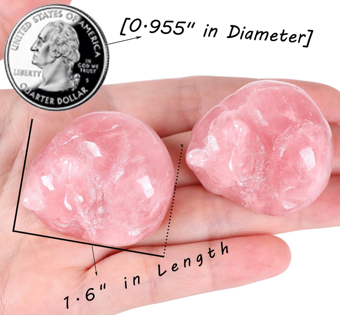 QINJIEJIE Rose Quartz Cat Figurine Natural Stone Statue Healing Crystals Gift Gemstone Sculpture Room Home Desk Lucky Decoration Gifts for Women
