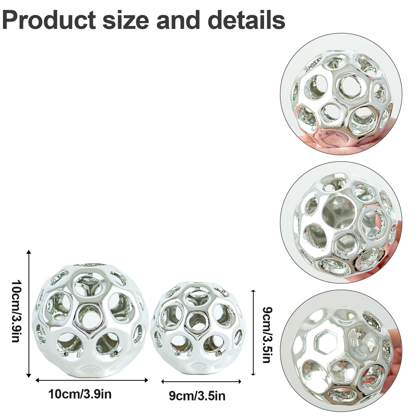 Silver Knot Orbs Decorative Objects, Modern Geometric Balls Centerpieces, Orb Knick Knacks Home Decor, Ceramic Coffee Table Sculptures for Living Room, Bedroom, Office Desktop, Bookshelf (Silver)