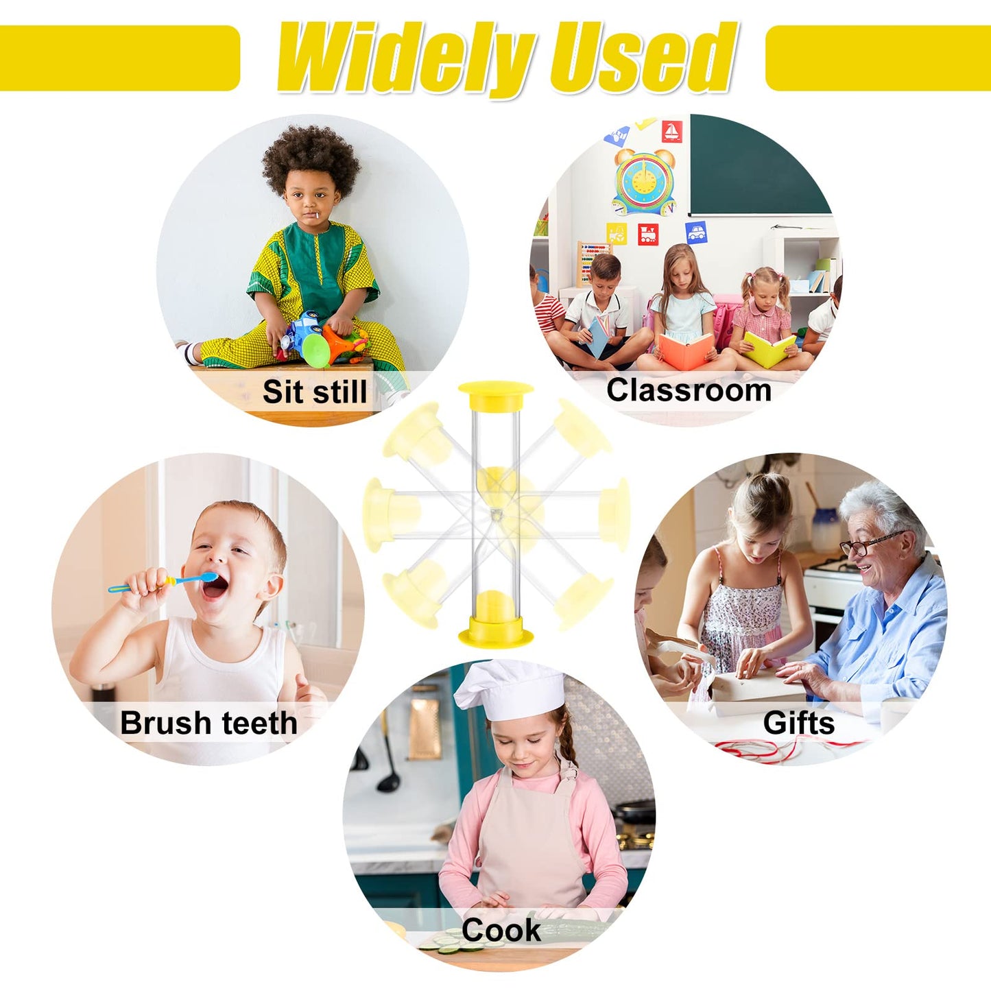 Geelin 24 Pcs 3 Minutes Sand Timer Kids 3 Mins Timer for Classroom Acrylic Covered Hourglass Clock Toothbrush Sand Timing Device for School