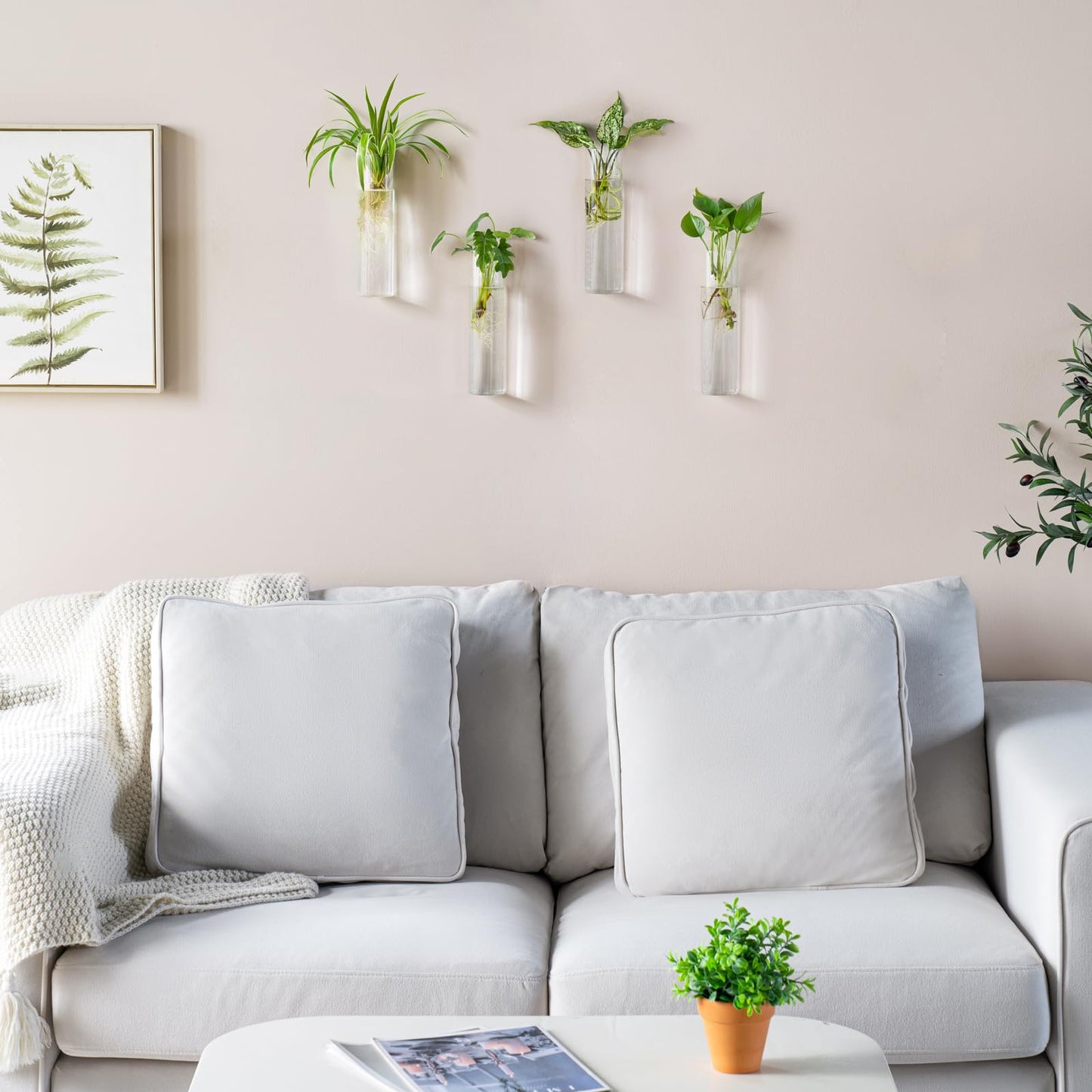 Mkono Propagation Station Wall Planter Hanging Glass Tubes Flower Vase Set