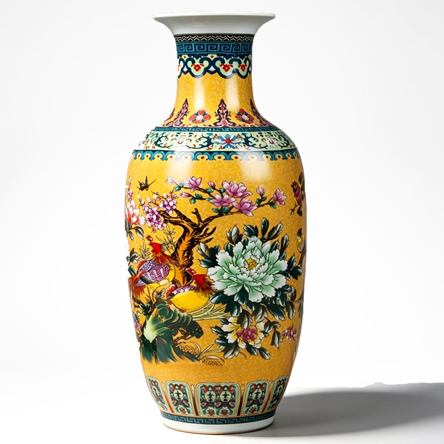 18“ Jingdezhen Large Fishtail Ceramic Vase Golden Handmade Home Decorative Vase, Modern Luxury Accent for Living Room, Wedding, or Gift. Elegant Floral Arrangement Centerpiece. (G)