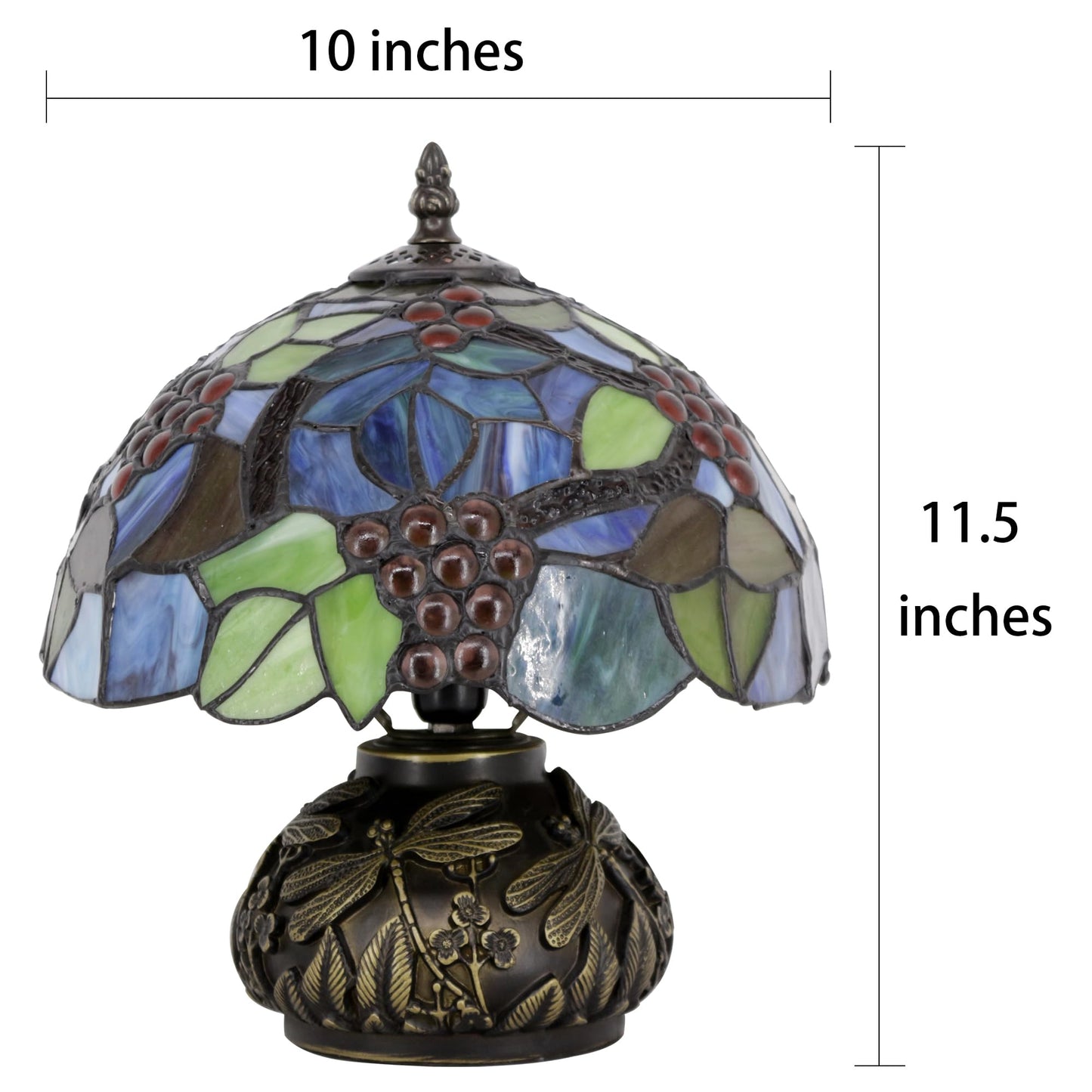 Small Tiffany Table Lamp Amber Grapes Style Glass Desk Lamp 10X11.5 Inch