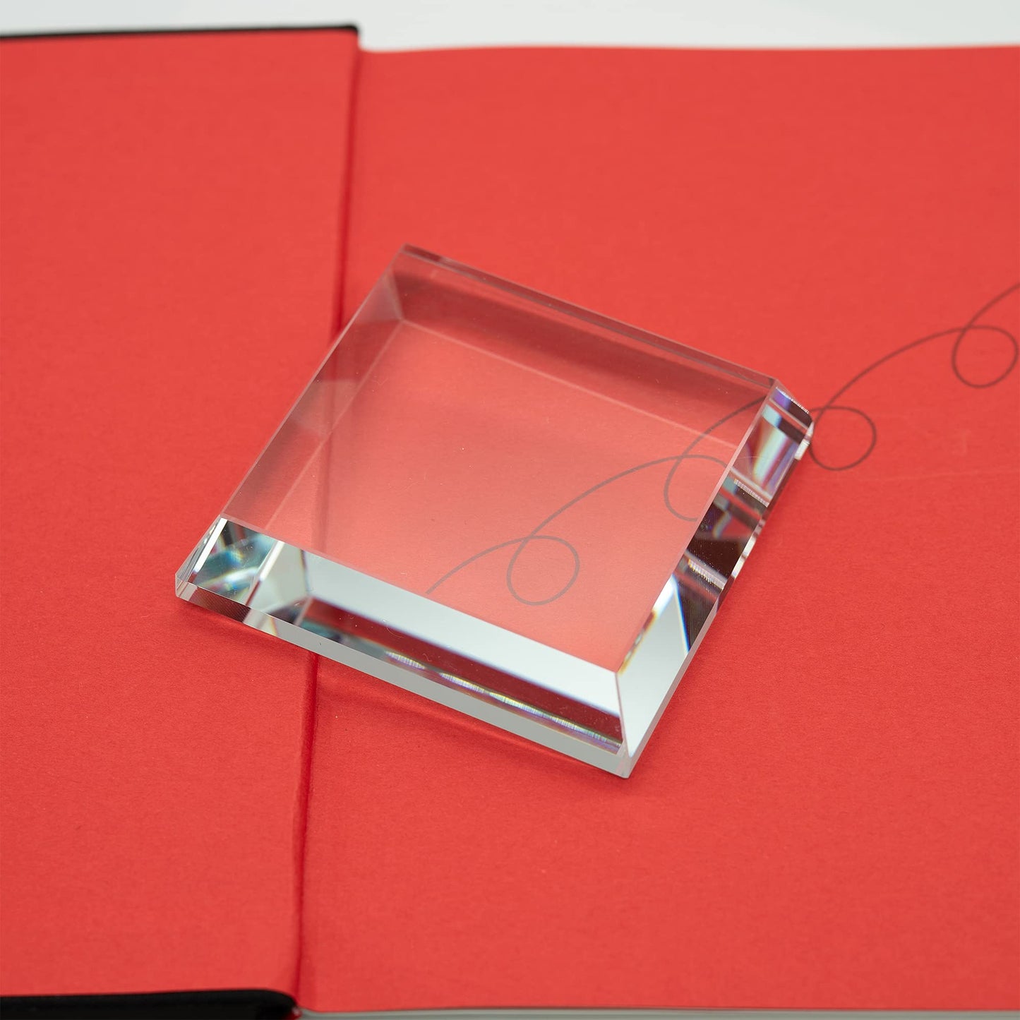 StayMax Clear Crystal Glass Square Display Base Display Stand for Collectibles (3.14inch*3.14inch*0.7inch)