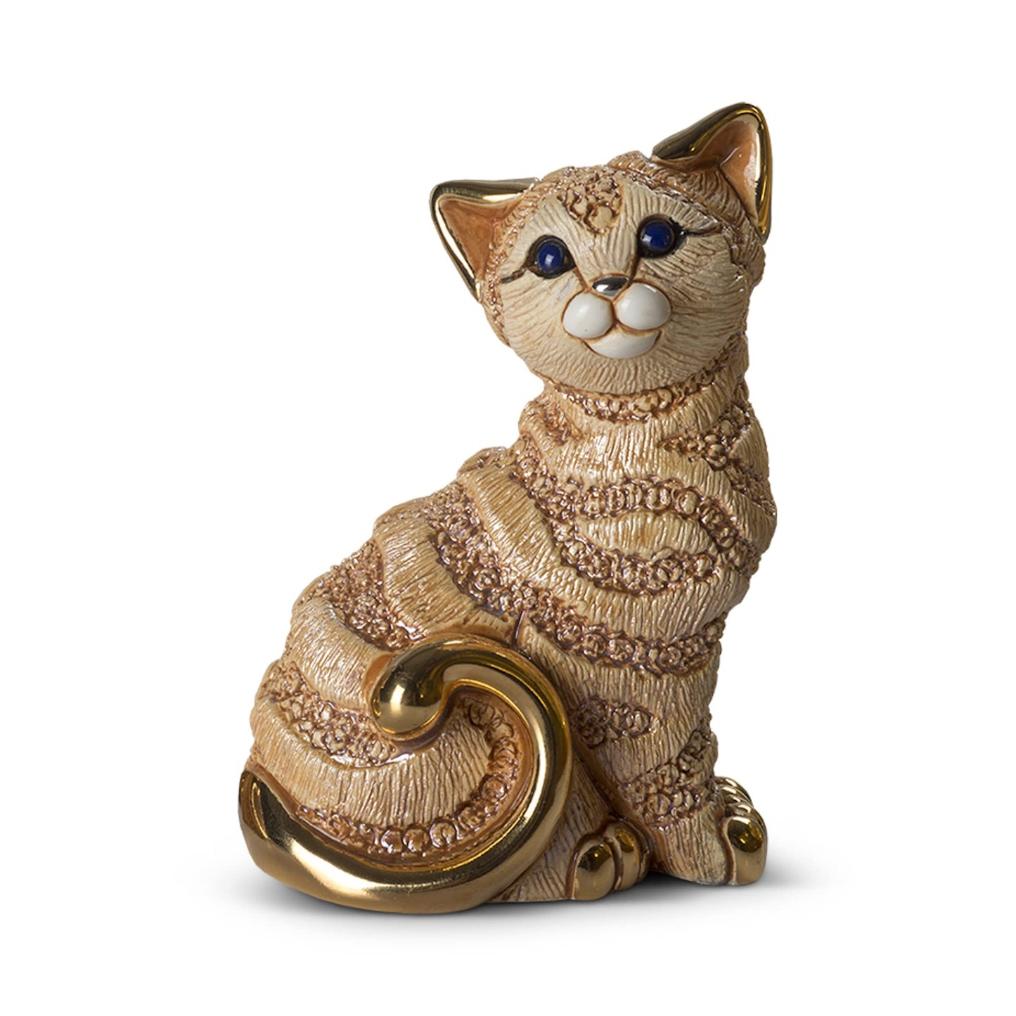 De Rosa Handmade Sculpted Ceramic Ginger Cat Figurine Family Collection