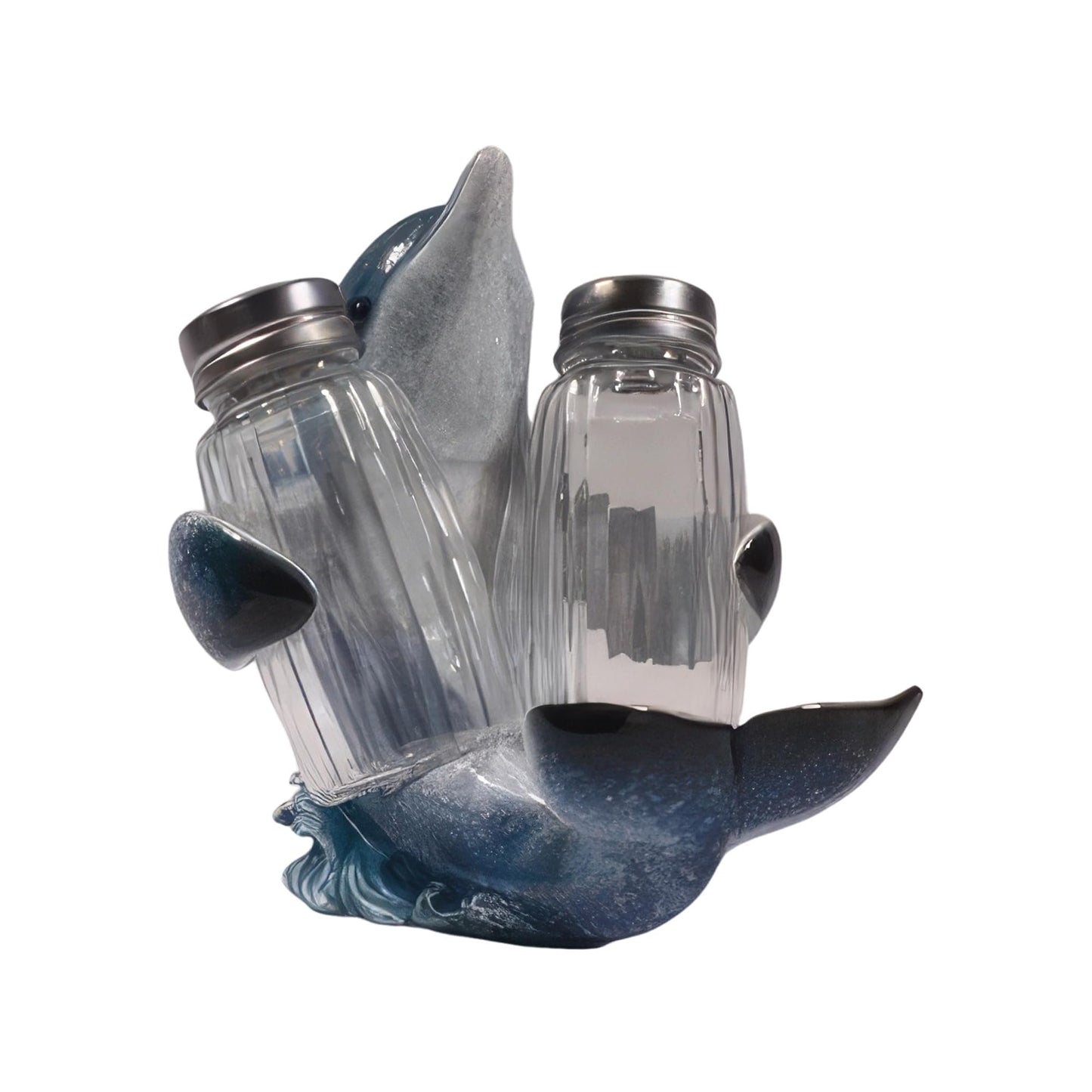 ICE ARMOR 5.50" W Blue Dolphin Salt & Pepper Shaker Holder Statue Sculpture Ornament Decoration Home/Room Decor Ideas
