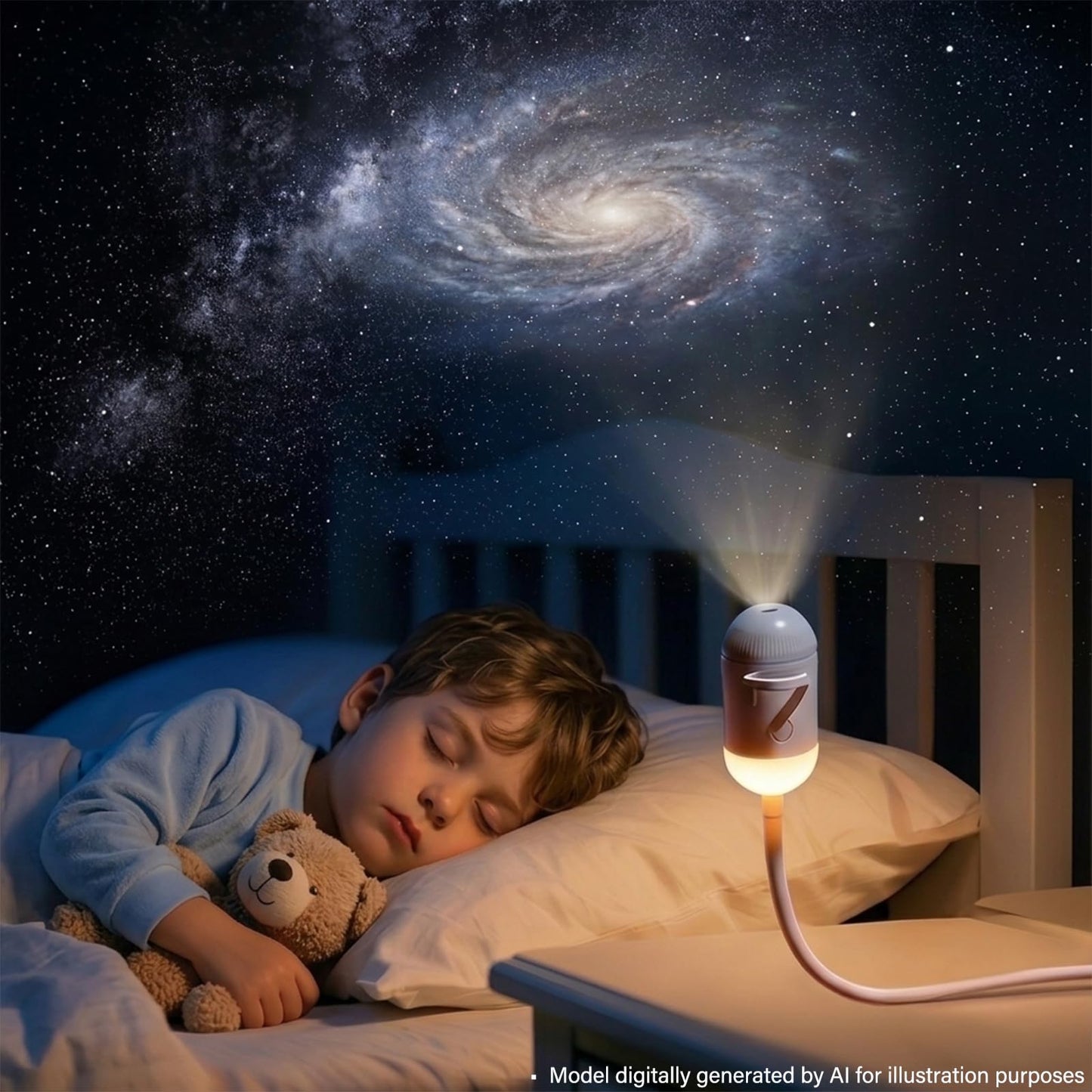 KoudHug 2-in-1 Galaxy Projector Night Light,USB Portable Starry Sky Night Light Projector for Bedroom,Adjustable Brightness 360° Rotating Design,Mini LED Nightlight Wall Lamp for Adults and Kids