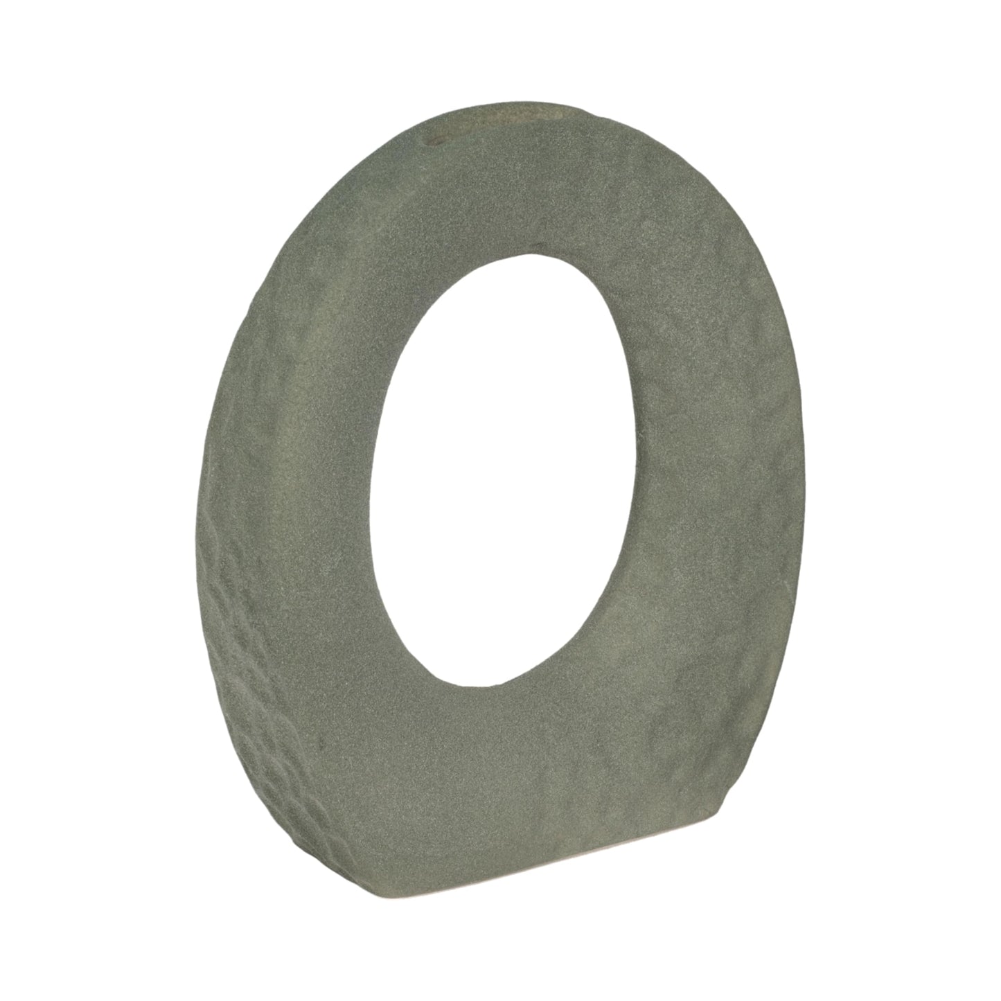 Sculpted Open Cut Out Ceramic Vase for Living Room Decor - Decorative Flower Vase for Bedroom, Home Accents, or Office Display - Ideal House Display for Shelf and Console Table - 11", Green