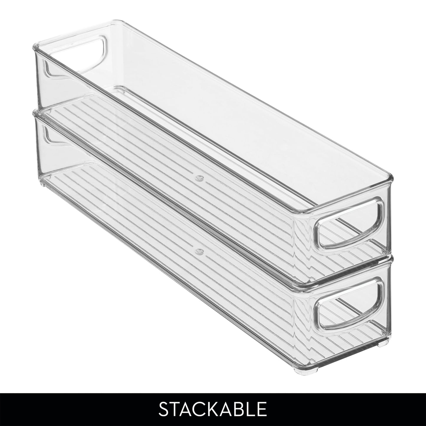 iDesign Slim Clear Plastic Storage Bin, Extra Long Narrow Stackable Organizer for Kitchen and Pantry