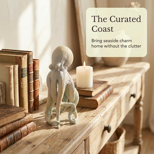 The Bridge Collection Resin Octopus Figurine – Coastal Octopus Statue with Detailed Tentacles – Nautical Ocean Marine Life Tabletop Figurine