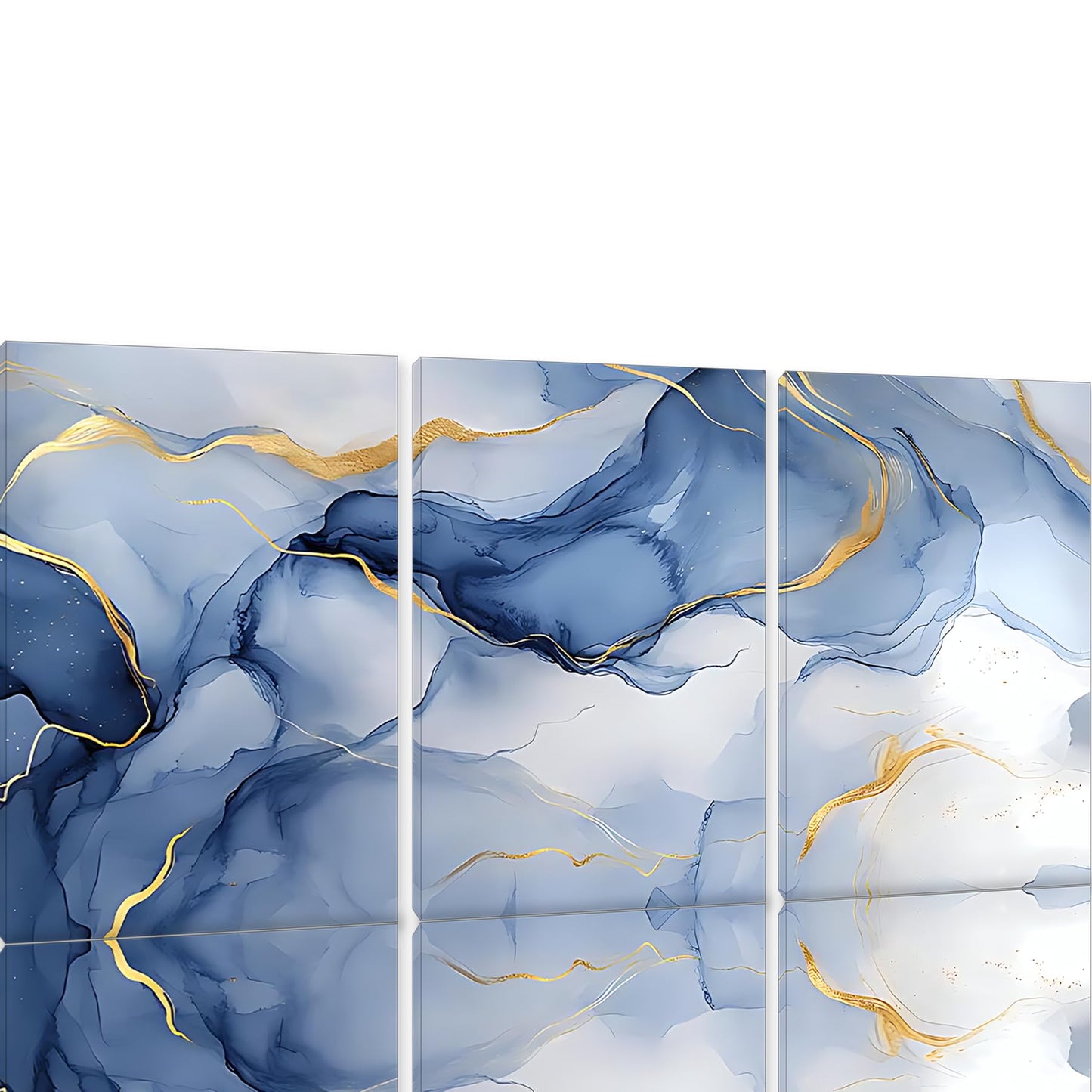 Pormipone “Fantasy Star River”Blue Gold Marble Texture Wall Art for Living Room,Modern Style Abstract Art Wall Decor Poster for Living Room Bathroom Office Bedroom