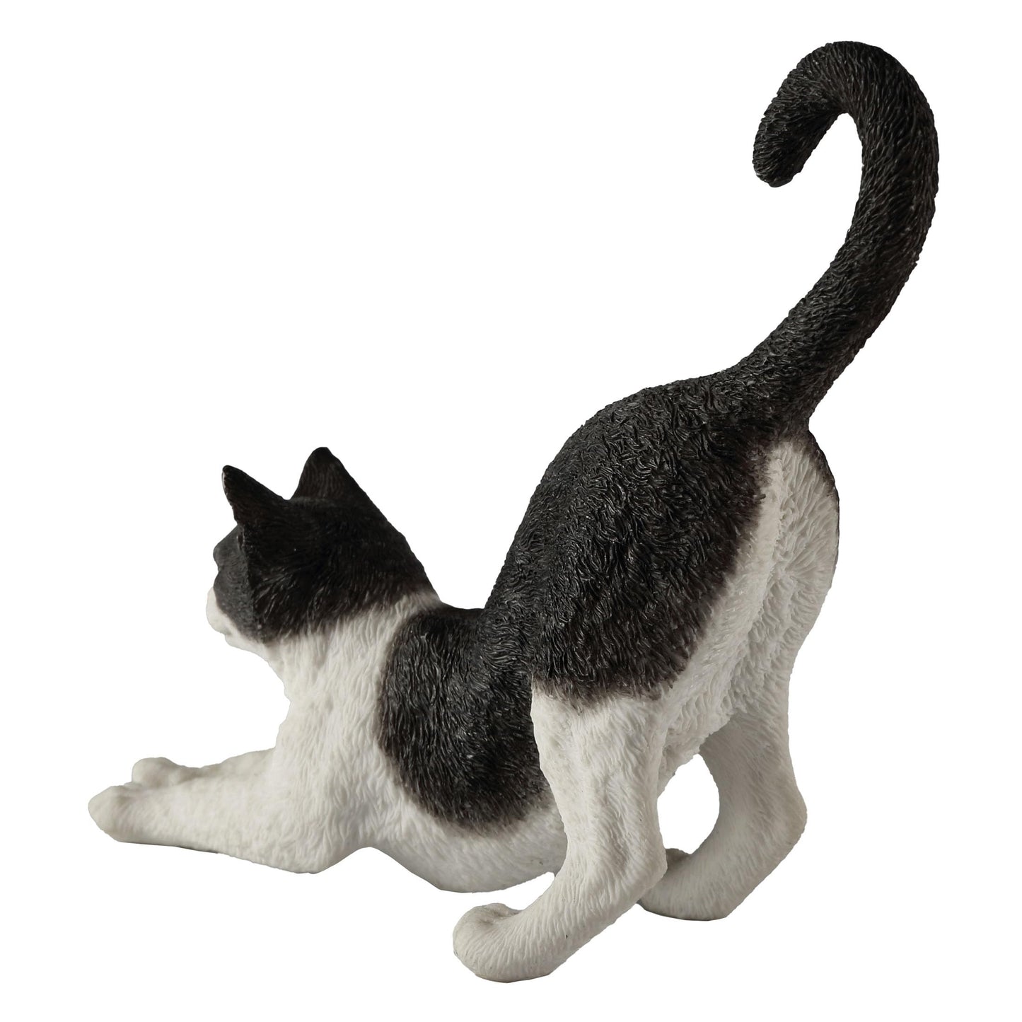 Veronese Design 4 7/8 Inch Black and White Cat Stretching Resin Hand Painted Figurine