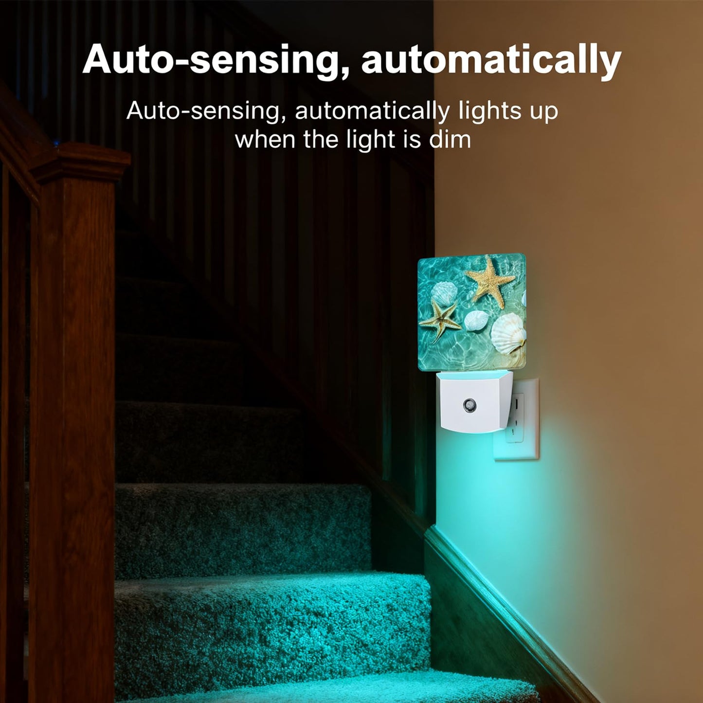 Caifujiqi Night Light Plug-in Dusk to Dawn Smart Sensor White Led Nightlight for Bedroom Bathroom Kitchen Hallway Stairs Energy Efficient Decor Desk Lamp