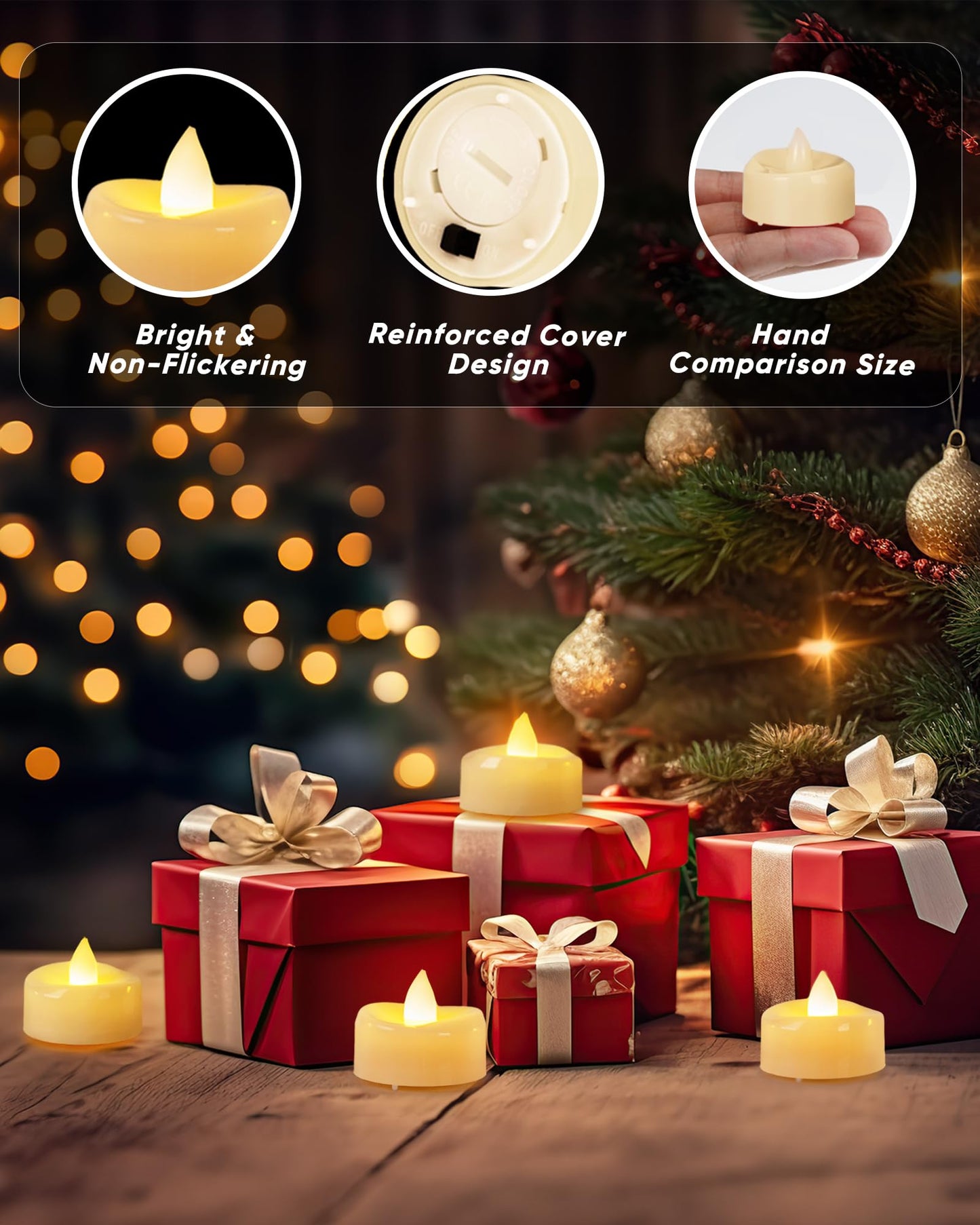 BEICHI Flameless Candles, 12/24/50/100/150 Pack Tea Lights Battery Operated, No Flickering Votive Candles LED Tea Lights for Halloween Christmas Wedding Home (50 Pack, Ivory Shell)
