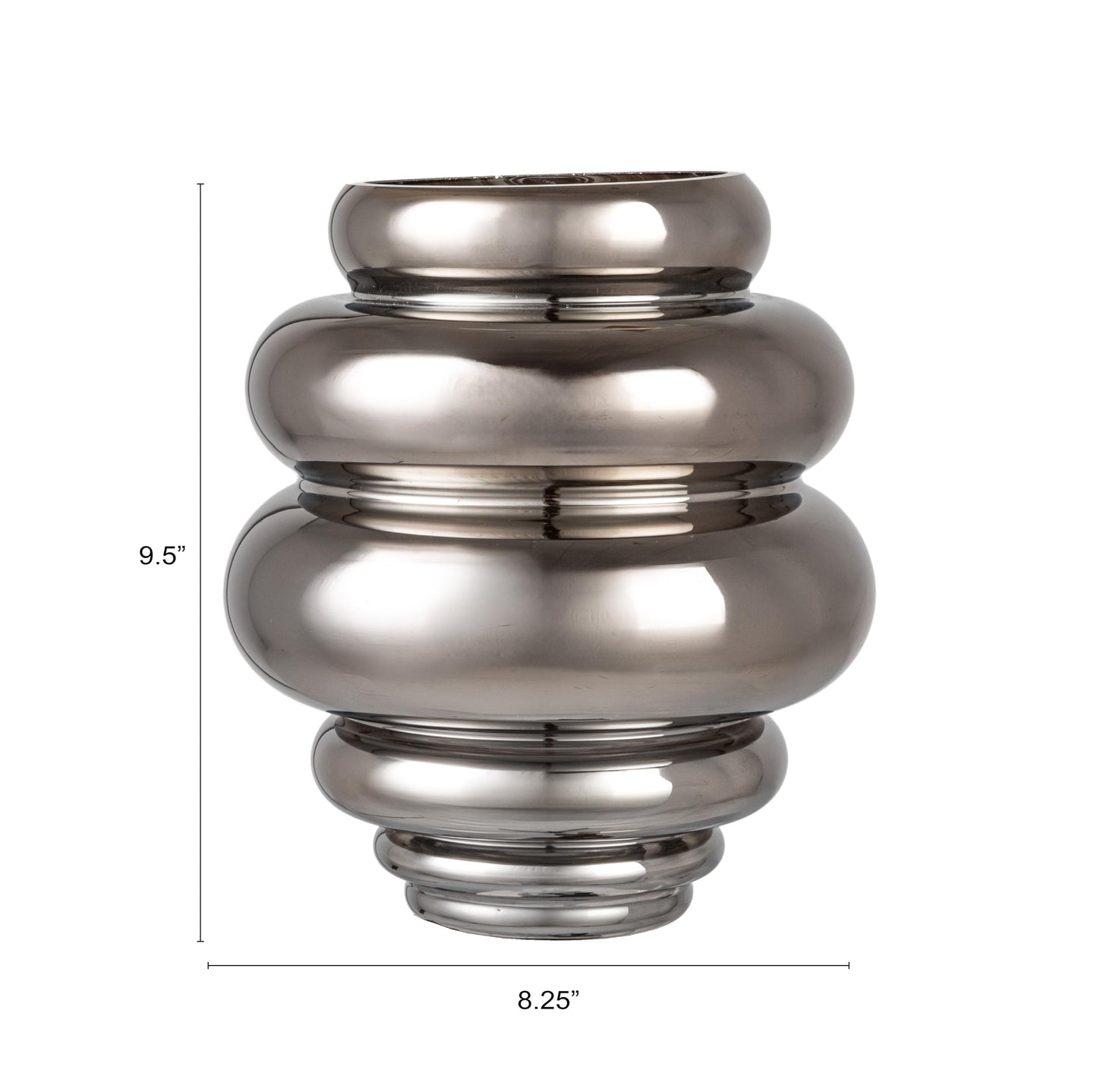 Bloomingville Ribbed Glass Vase, Chrome Finish, Brown