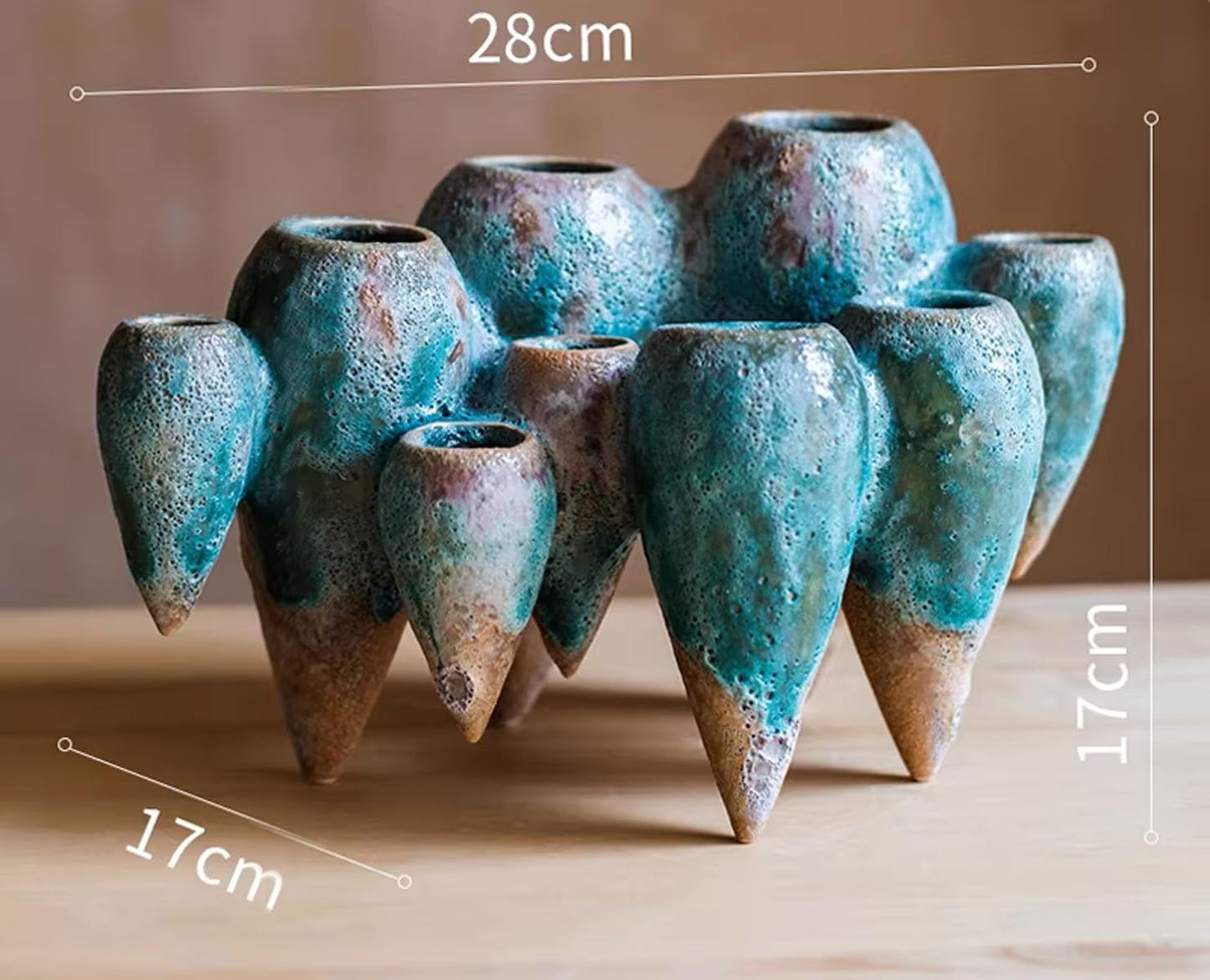 RISEON Ceramic Flower Arranging Vase, Floral Arrangement Holder Flower Frog Ikebana Art Flower Vase Pot Floral Centerpiece for Dining Table Home Office Wedding Decor