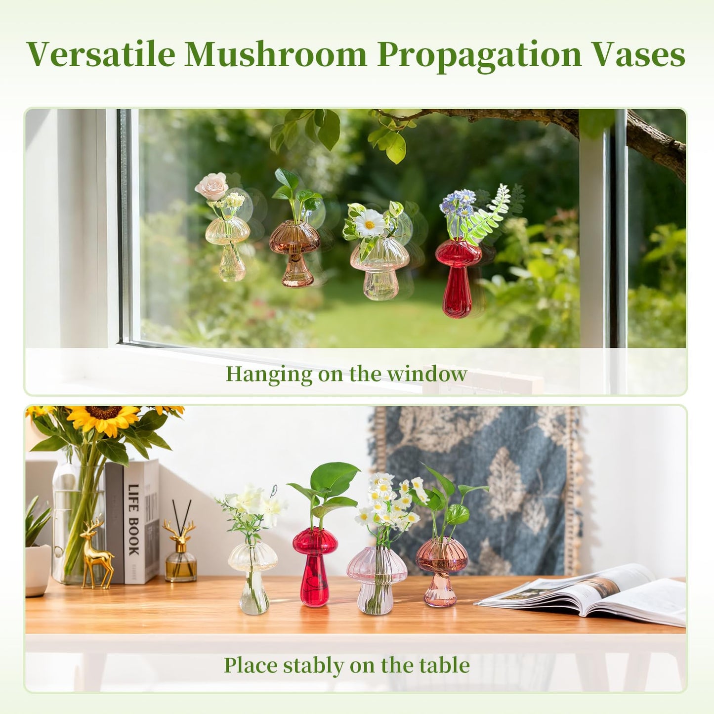 Glasseam Window Plant Propagation Stations: Glass Hanging Mushroom Vases