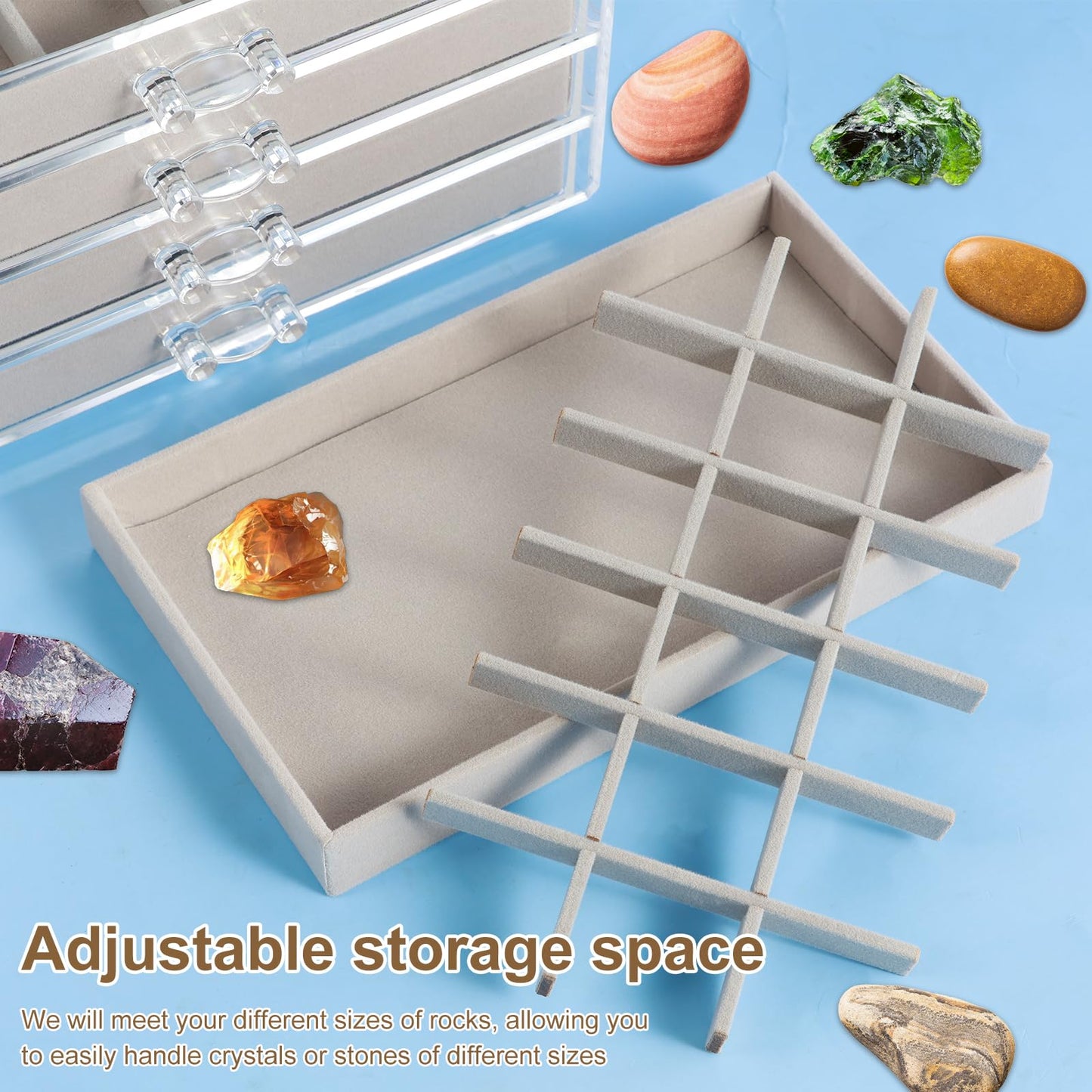 Abizarch 90 Grids Rock Display Case Rock Collections Display Cases, Rock Collection Box in 90 Grids Suitable for Collecting and Displaying Gemstone Crystals - Display Cases for Collectibles