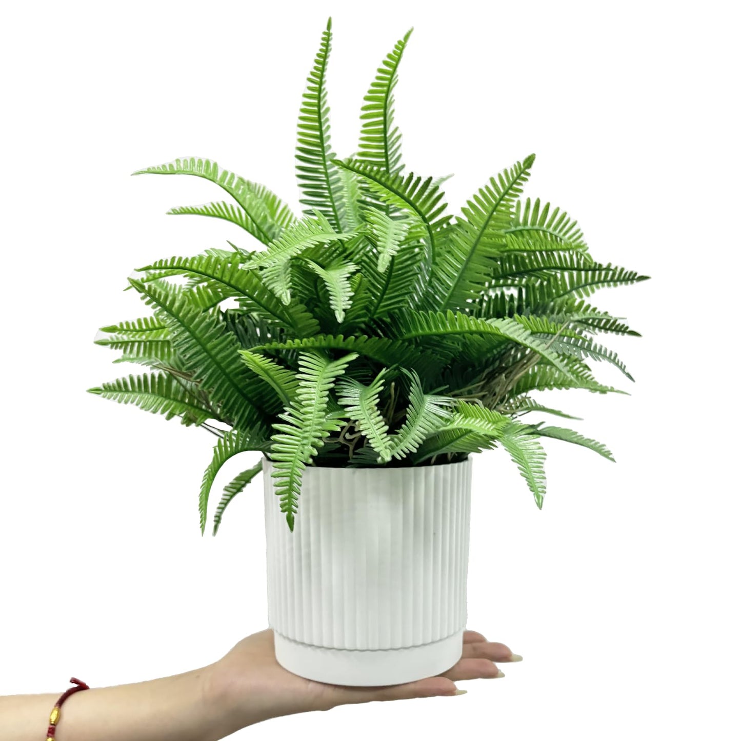 Coferset Small Fake Plant Fern Potted Artificial Plants for Shelf Desk Home Bathroom Farmhouse Room Office Kitchen Farmhouse Coffee Table Decor