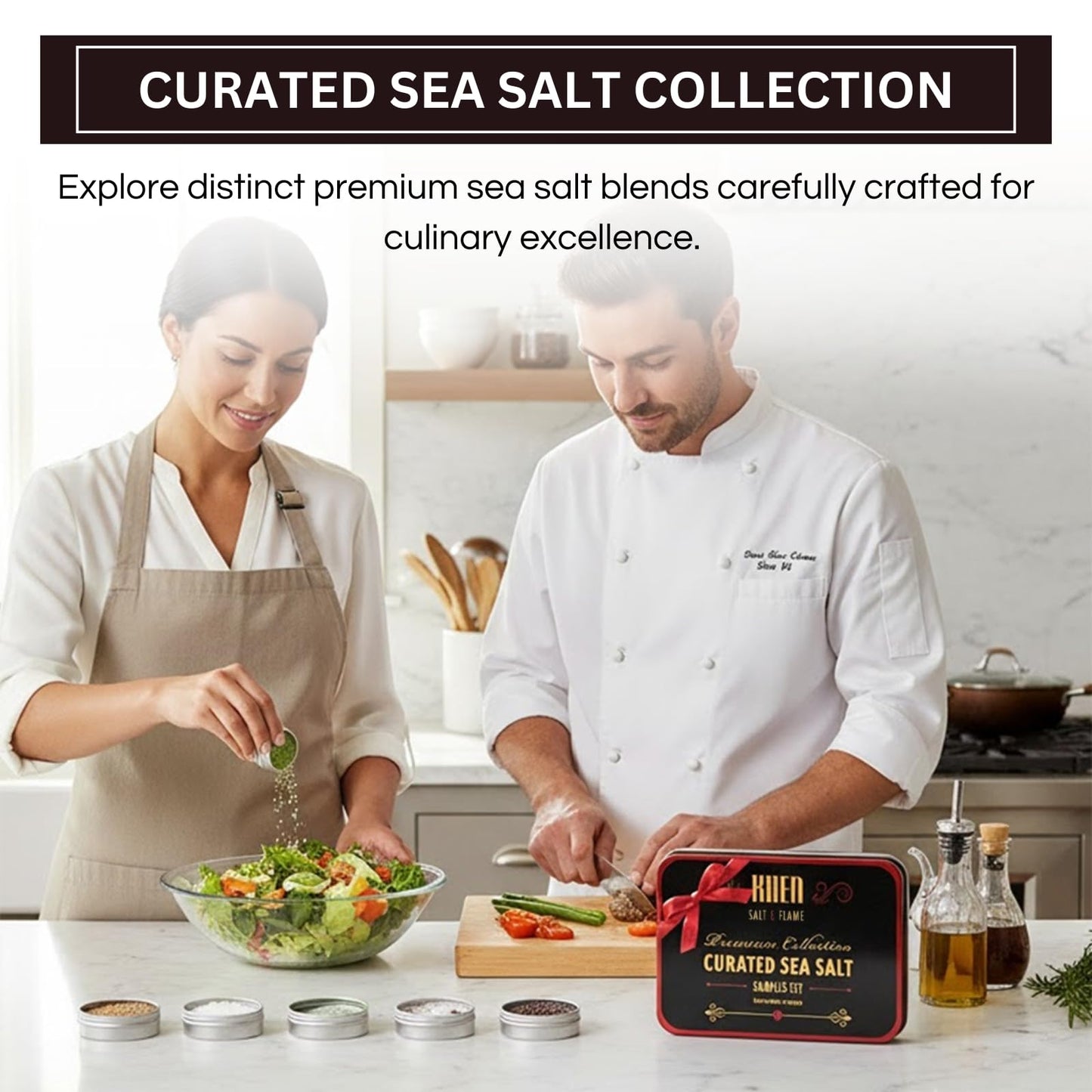 Curated Sea Salt Gift Set of 6 – Gourmet Chefs Collection Finishing Seasoning Variety Pack - Tin Gift Box | Sampler Cooking, Grilling & Baking | Assorted Natural Blends Foodies & Special Occasions
