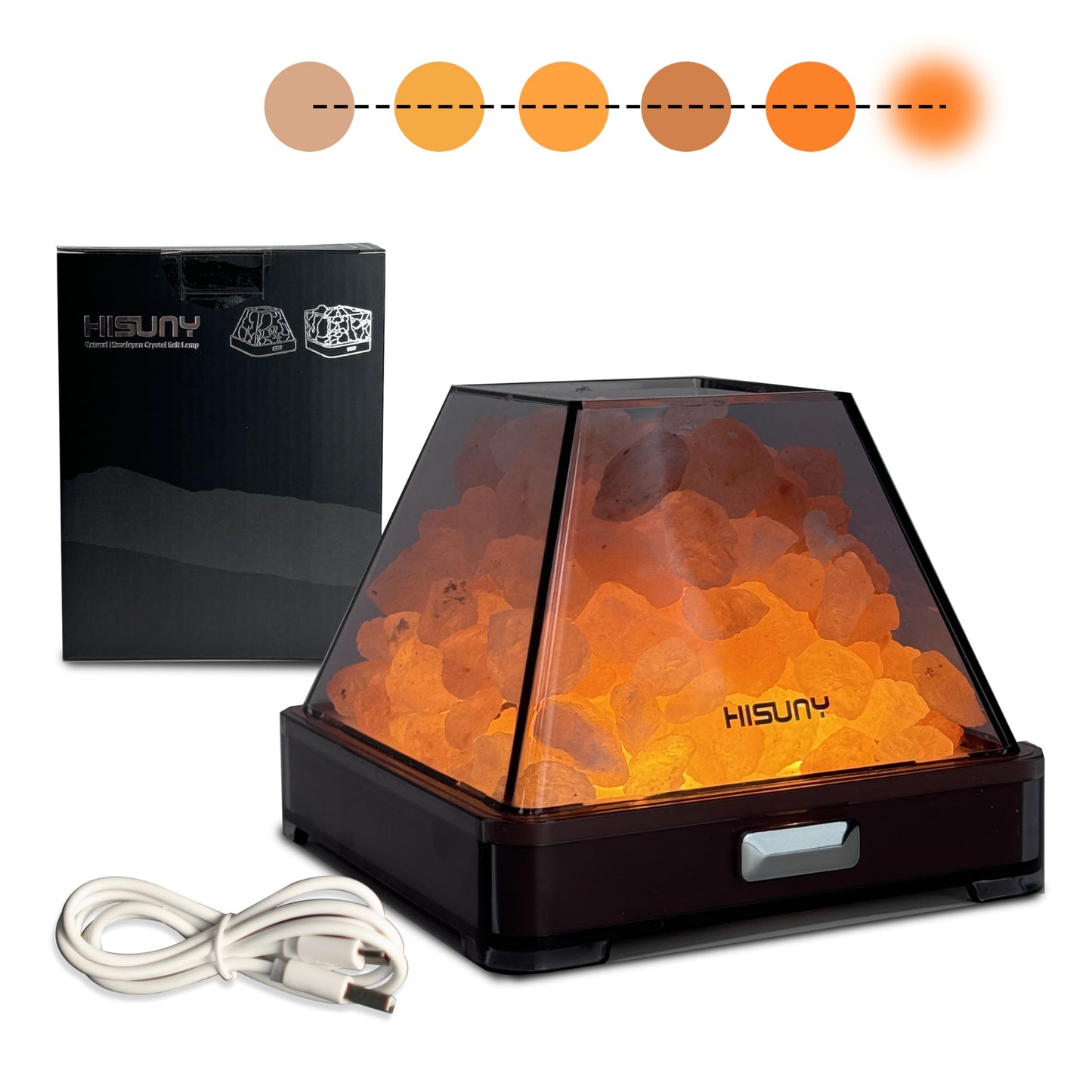 HISUNY 2-in1 Smart Heating Essential Oil System Himalayan Salt Lamp, Mini USB LED Pink Natural Salt Rock Night Lamp Dimmable for Home Decor Yoga Spa Meditation(A Model)