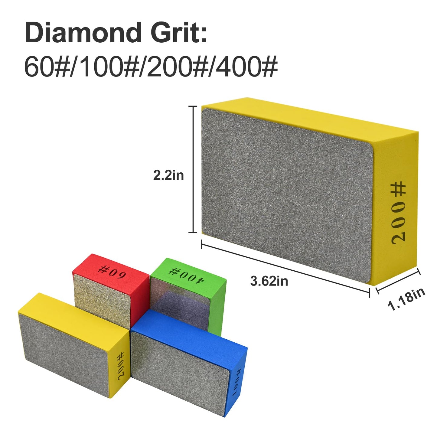 4pcs Diamond Hand Polishing Pads, Diamond Sanding Pads 60#,100#,200#,400# for Ceramic Tile Glass Grinding,Plane Sanding Blocks Polishing