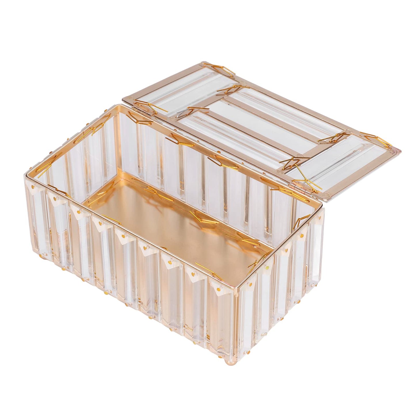 Tissue Box Cover, Gold Glass Tissue Box Holder Rectangular Tissue Case Decorative Napkin Organizer Dryer Sheet Dispenser for Bathroom Night Stand Office Car