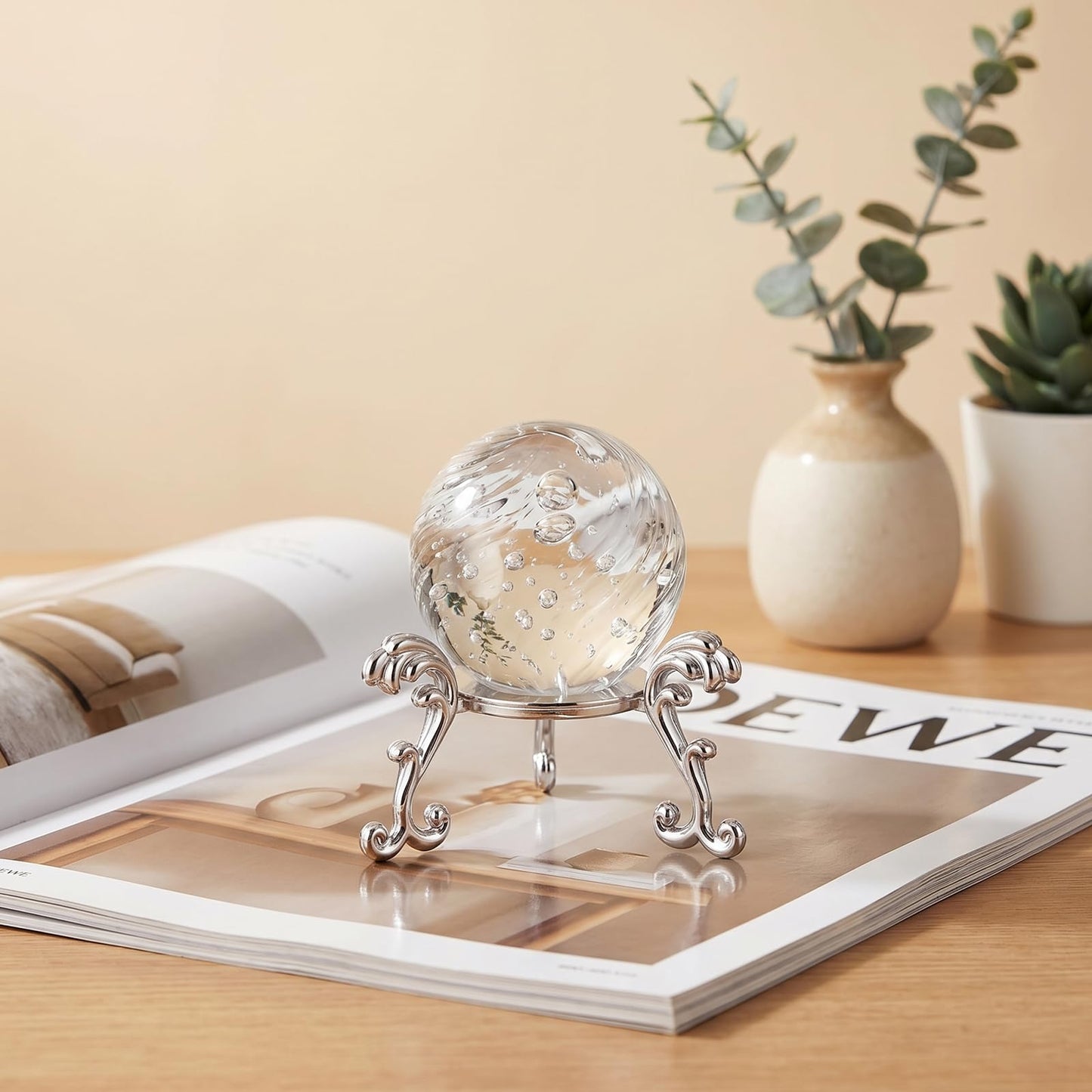 20 Pcs Silver Crystal Ball Stand for Displaying Crystal Glass and Natural Rocks, Sphere Display Holder, for Displaying 40-80mm Sphere Crystals Globe Balls Decorative Rock Stone Egg, Easter Egg Display Stand for Party