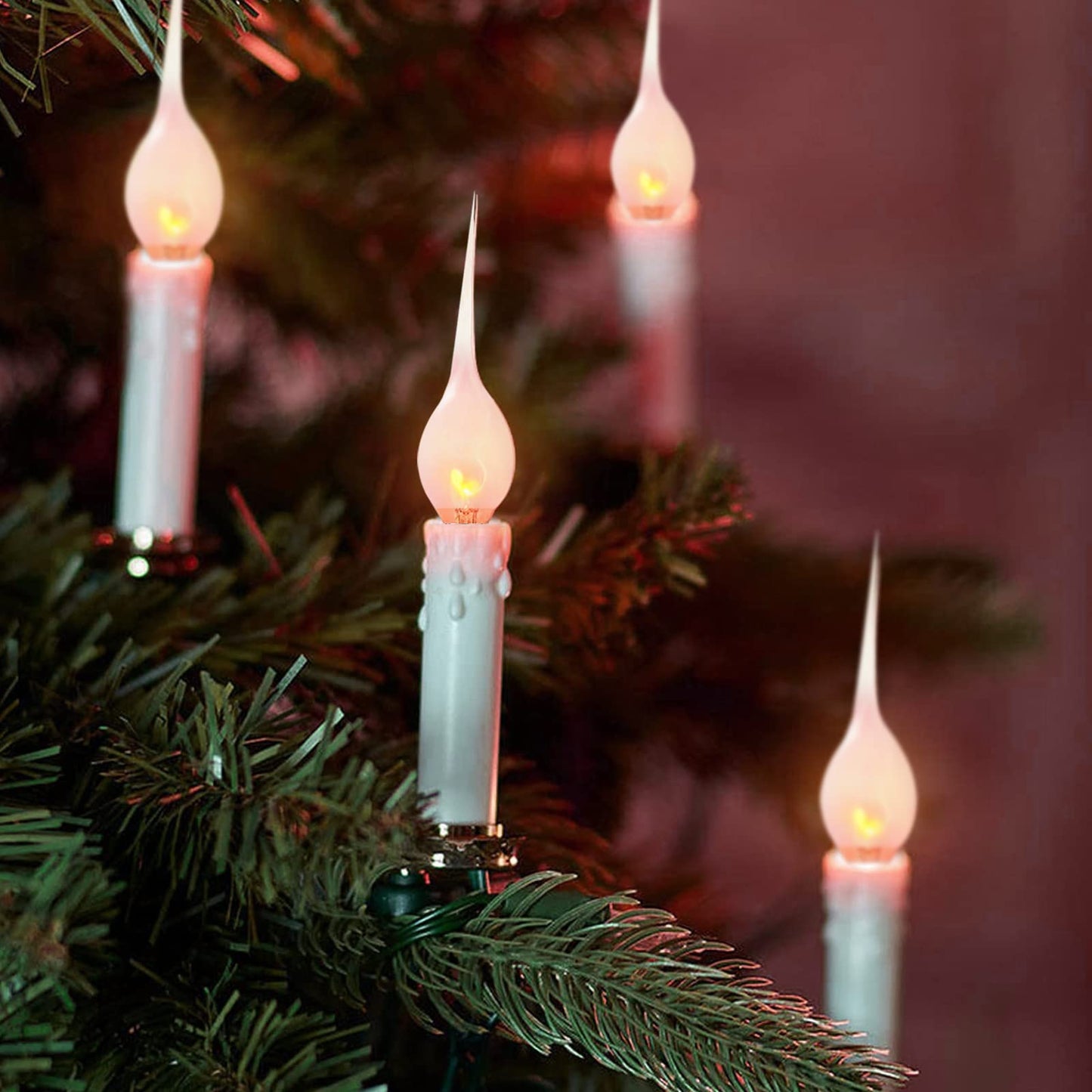 Doratale Christmas Flicker Flame Candle Light Bulbs, Country Style Silicone Dipped Flickering Replacement Bulbs for Electric Window Candles, Chandelier, E12 Candelabra Base, 1Watt, 120 Volt, 12 Pack
